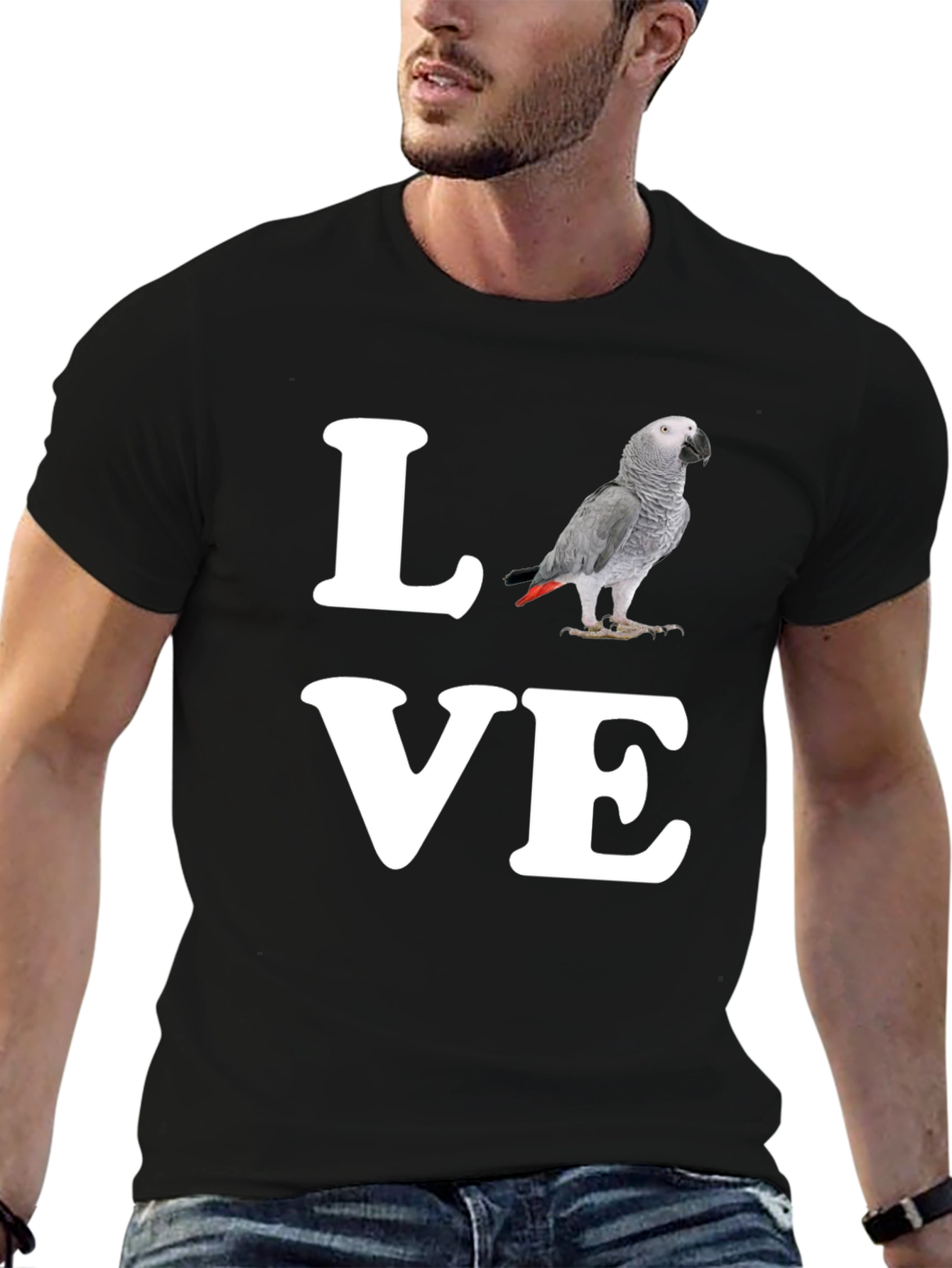 Black Love Parrot T-Shirt - Unique Graphic Tee view 6