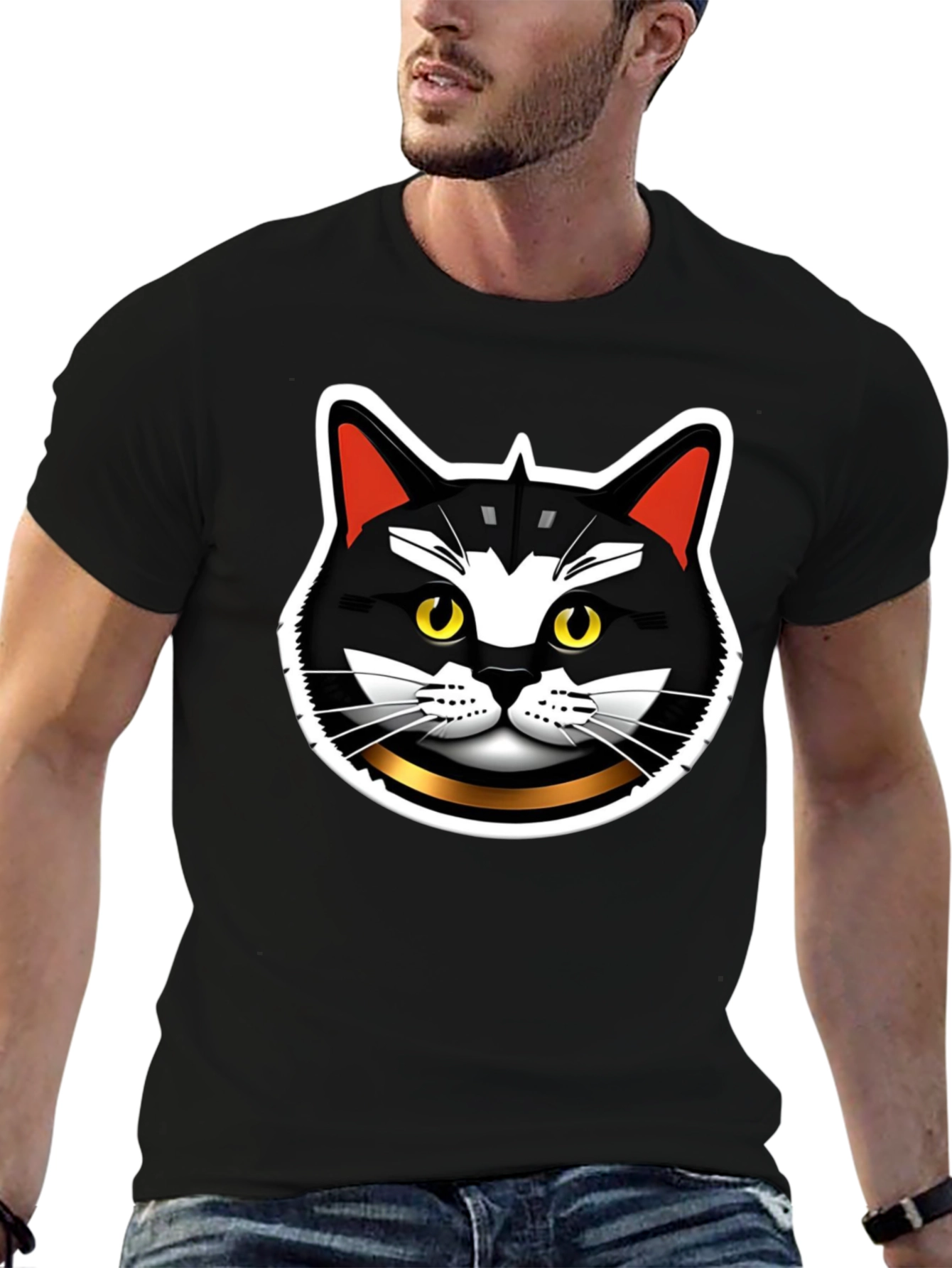 Black Cool Cat Graphic T-Shirt view 6
