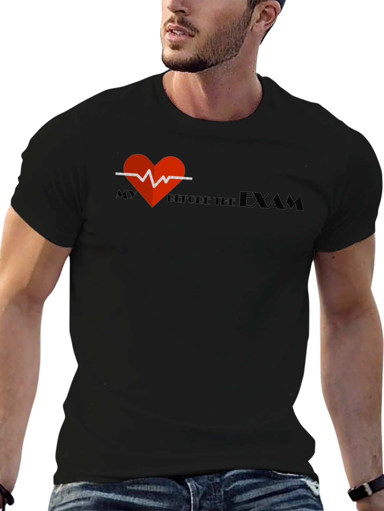Black Heartbeat Before the Exam Tee view 6