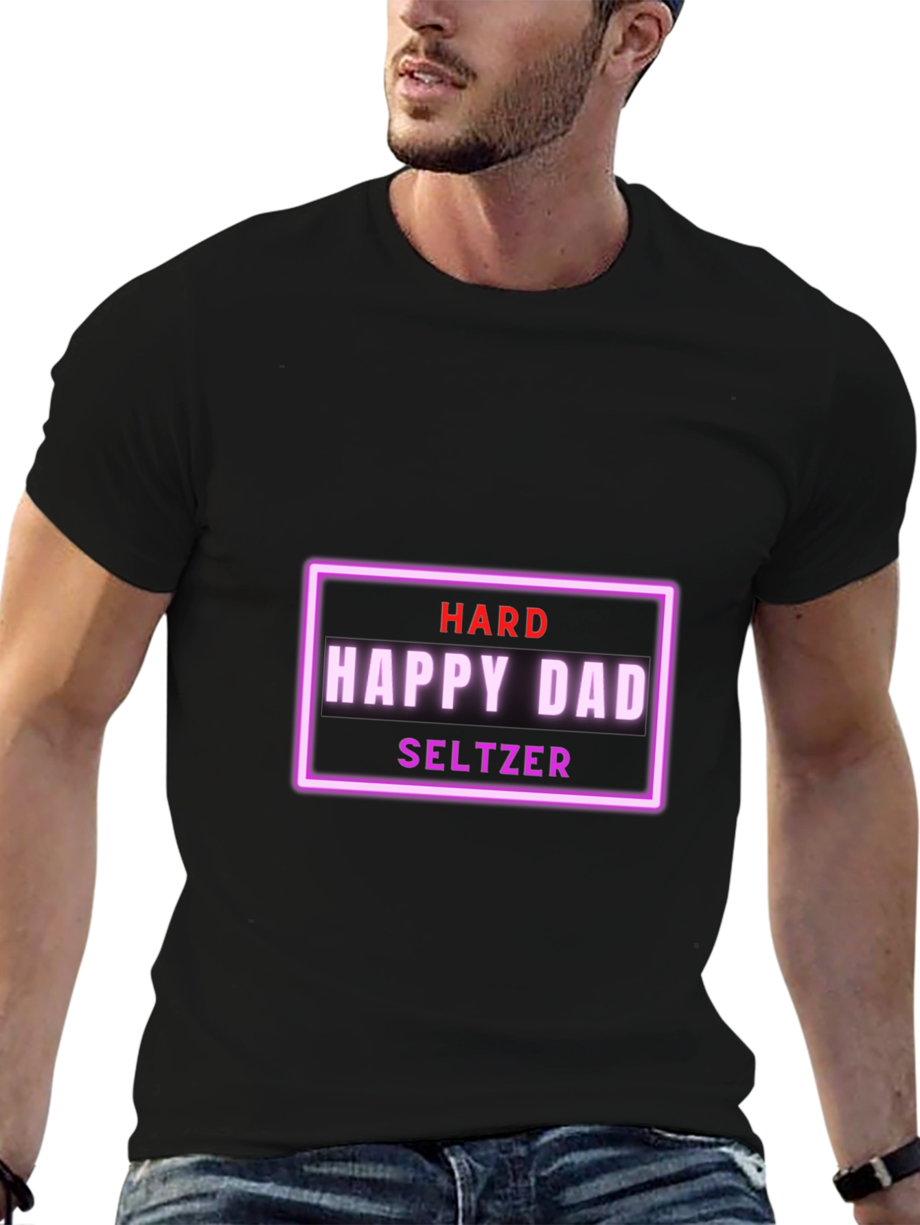 Black Hard Happy Dad Seltzer Graphic Tee view 6