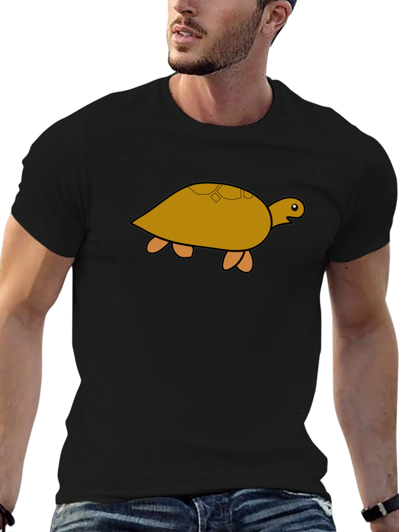Black Turtle Graphic Tee - Black Cotton T-Shirt view 6