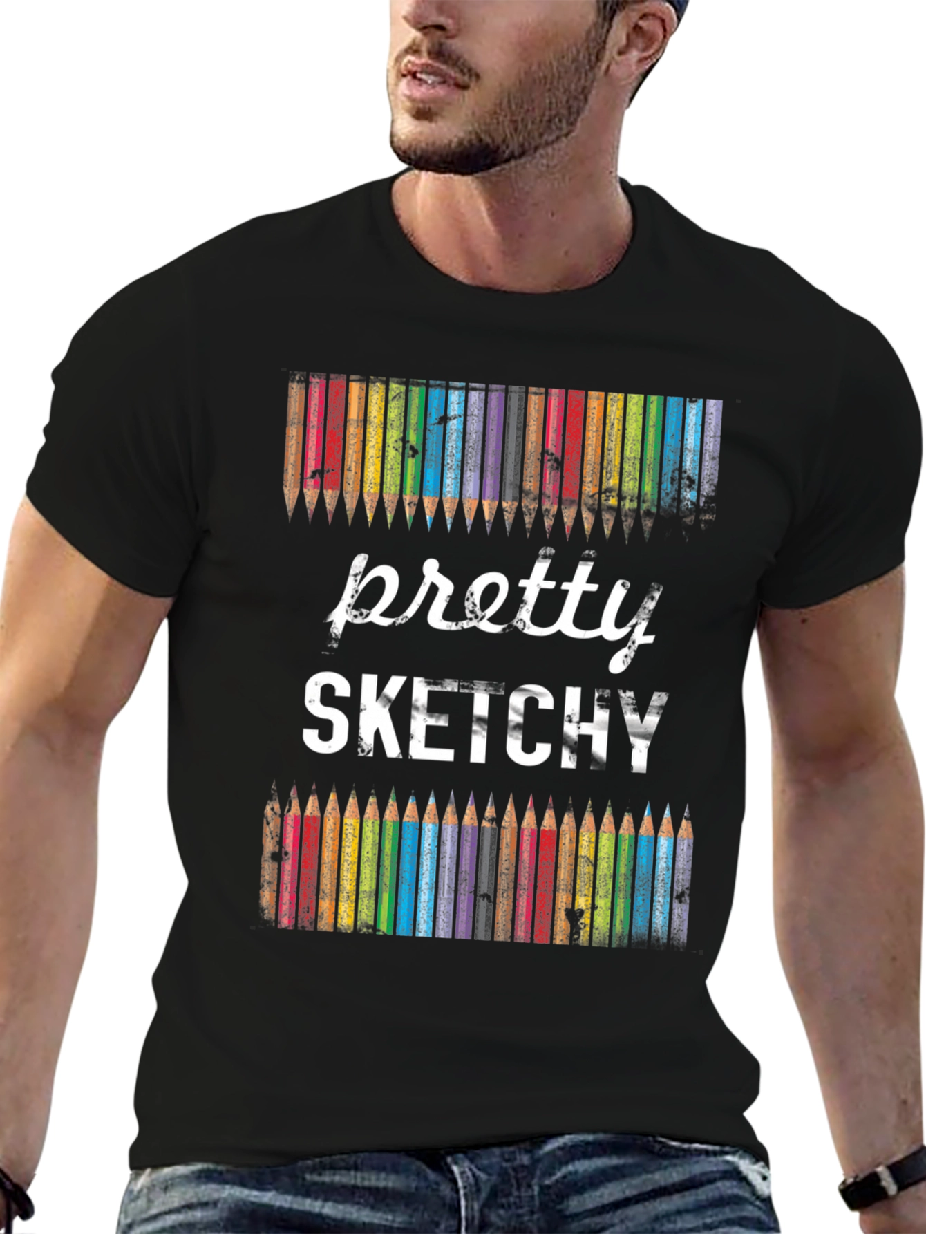 Black Pretty Sketchy Graphic Tee view 6