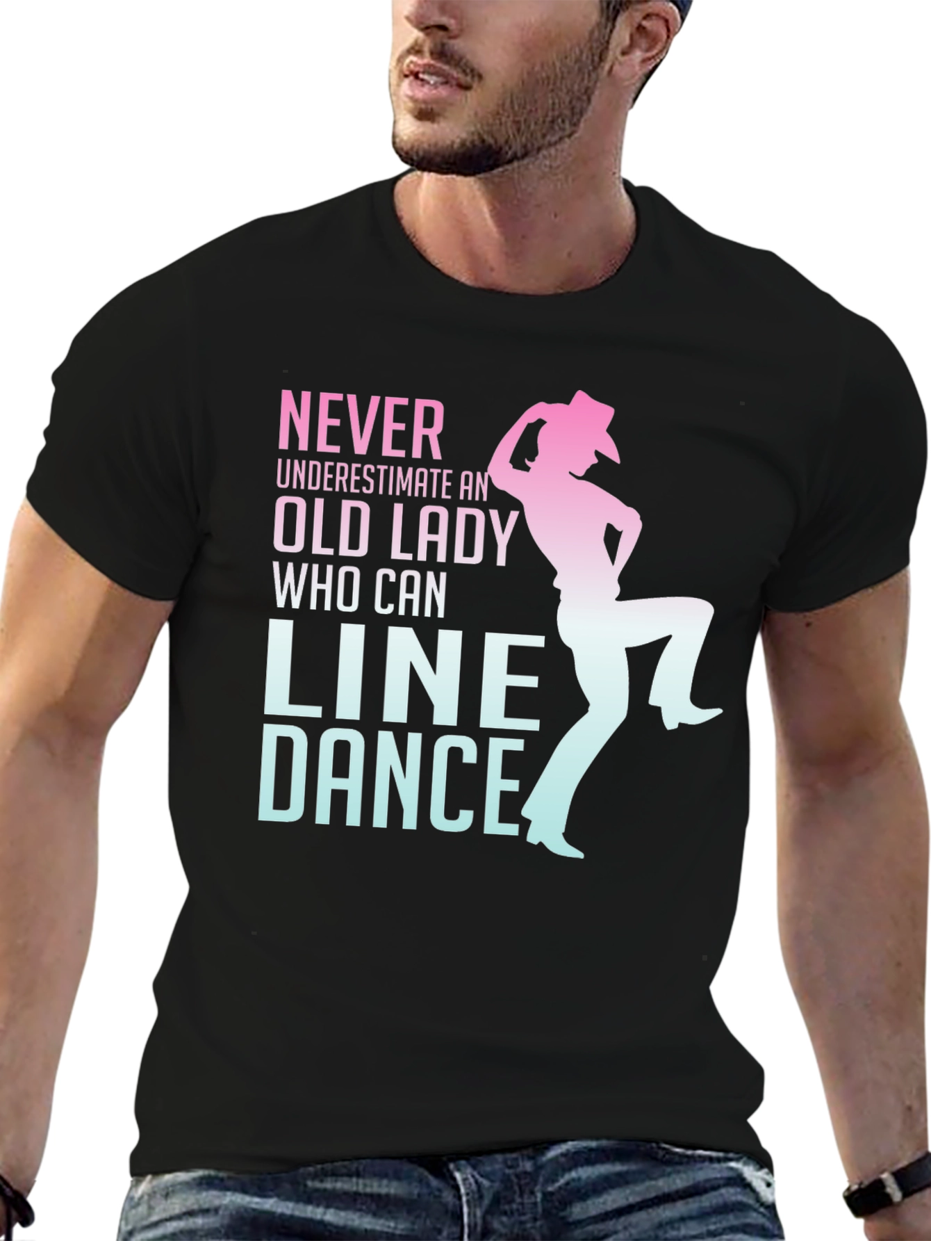 Black Line Dance Old Lady Graphic Tee view 6