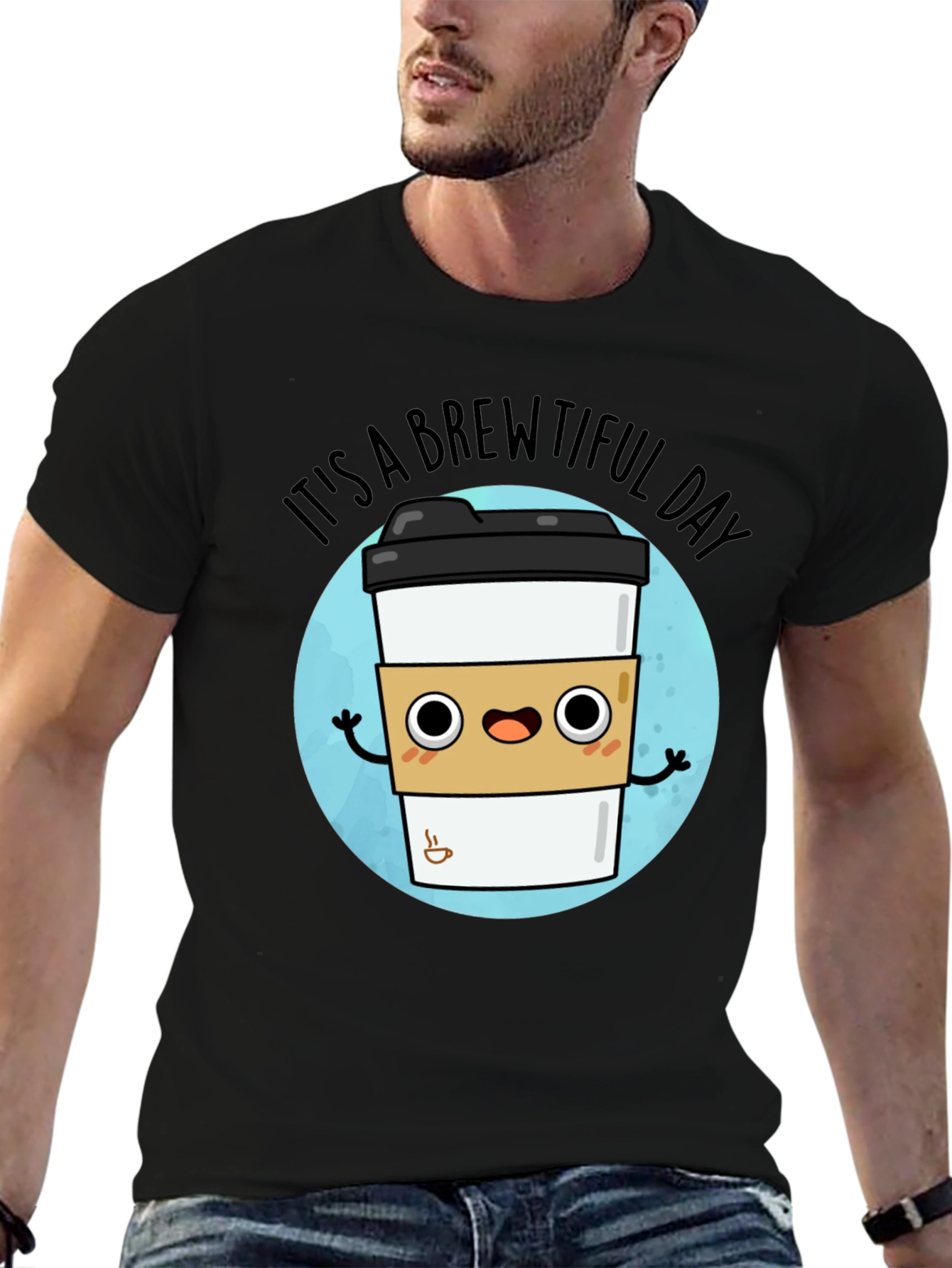 Black Brewtiful Day Graphic T-Shirt - Coffee Lover Tee view 6
