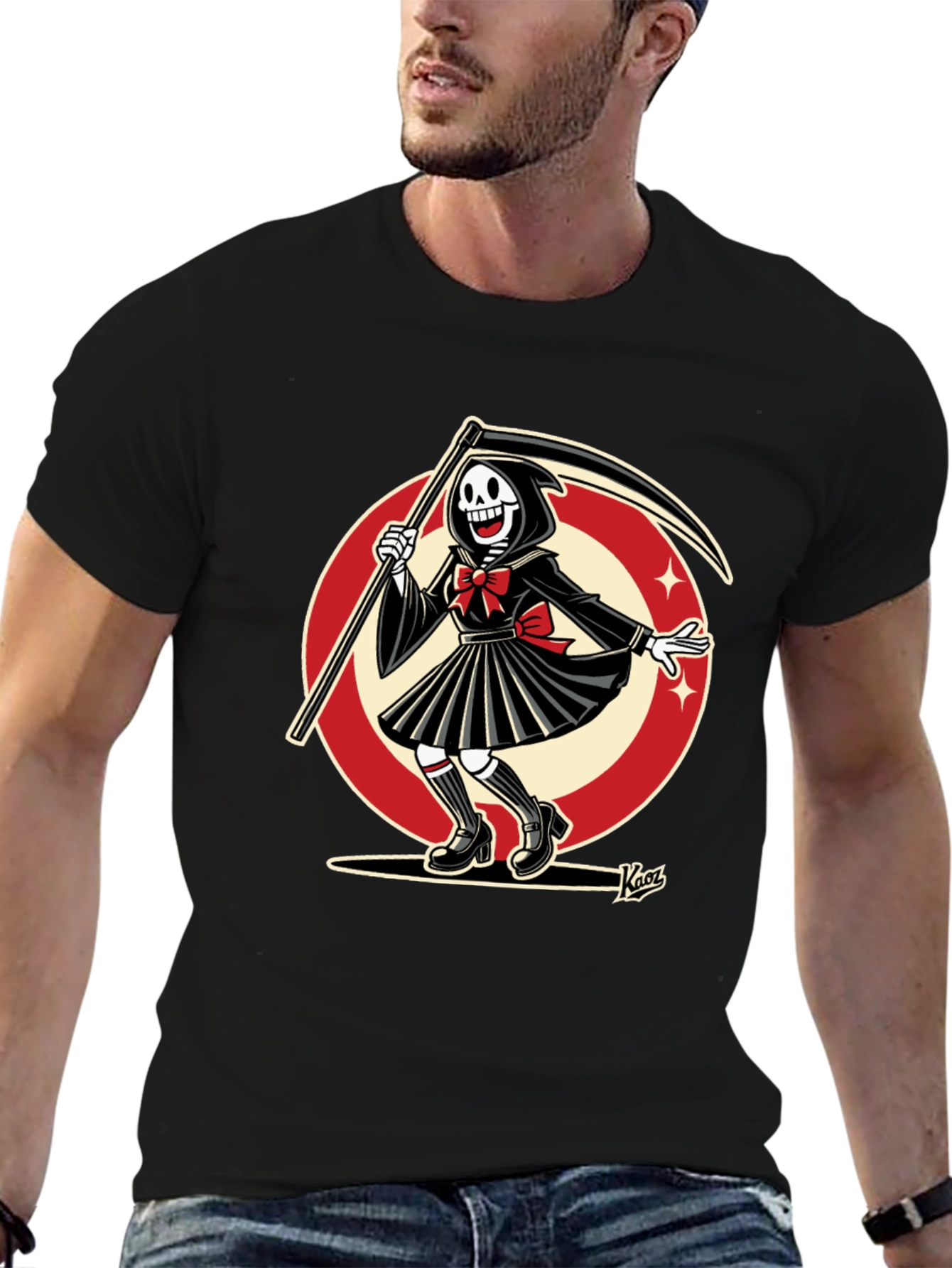 Black Grim Reaper T-Shirt - Anime Style view 6