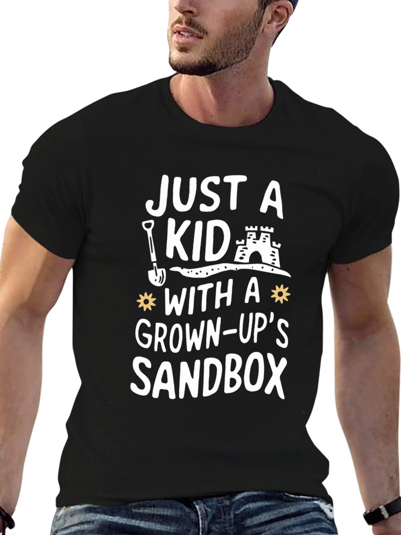Black Just A Kid In a Grown-Up's Sandbox Novelty Graphic Tee view 6