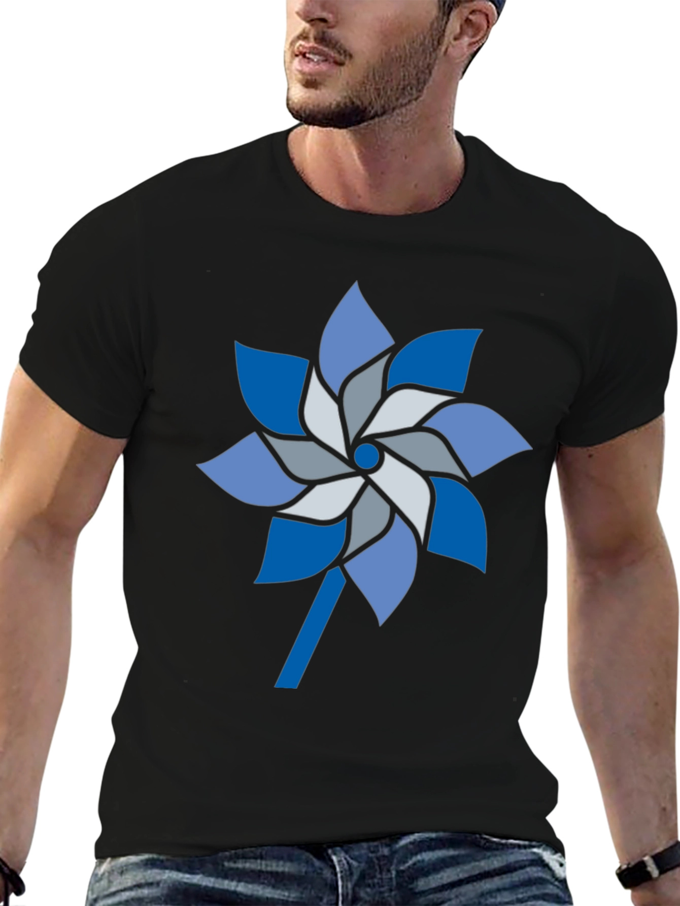 Black Pinwheel Graphic Tee - Stylish Men's Casual Shirt view 6
