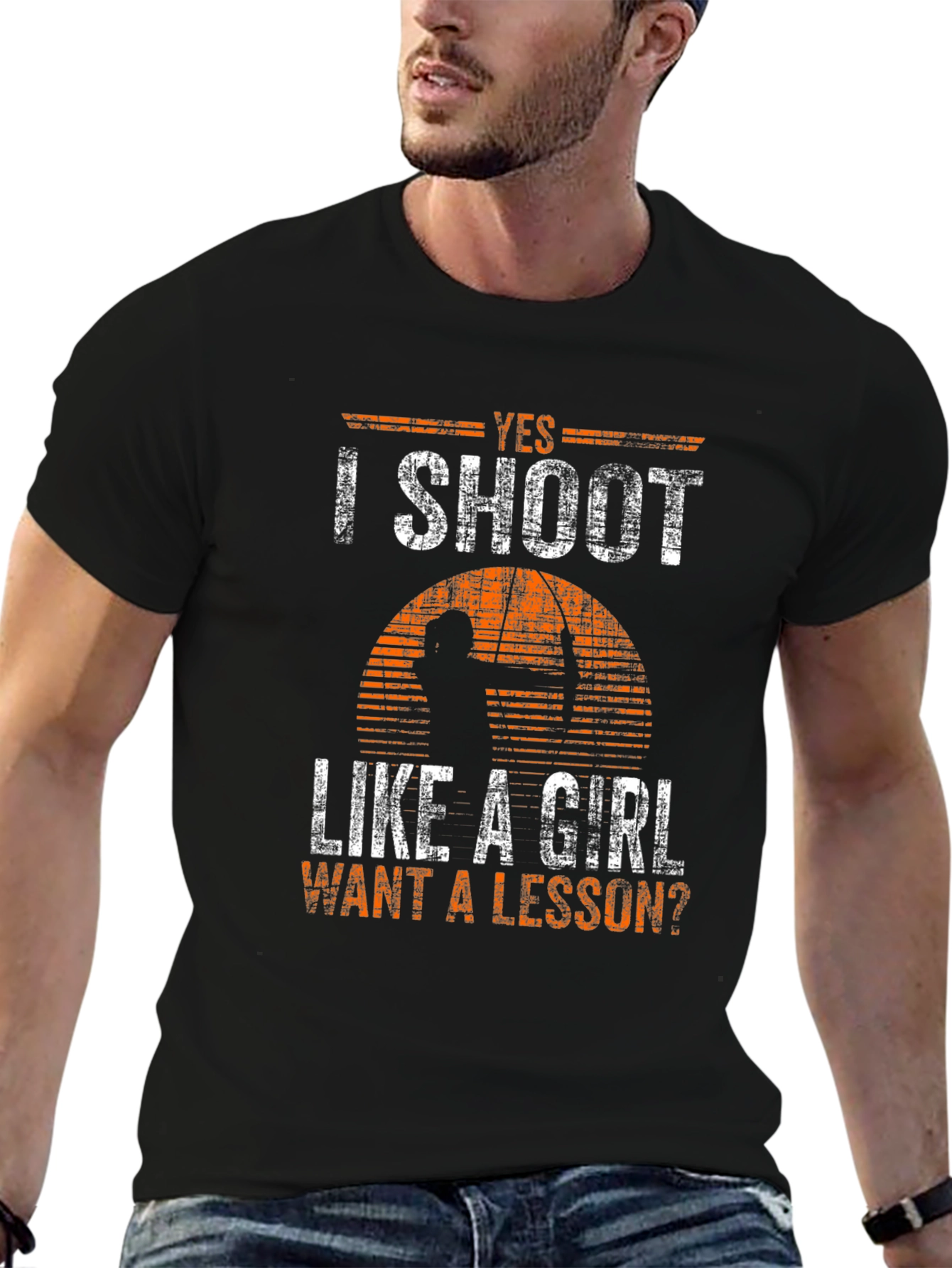 Black Yes I Shoot Like a Girl T-Shirt view 6