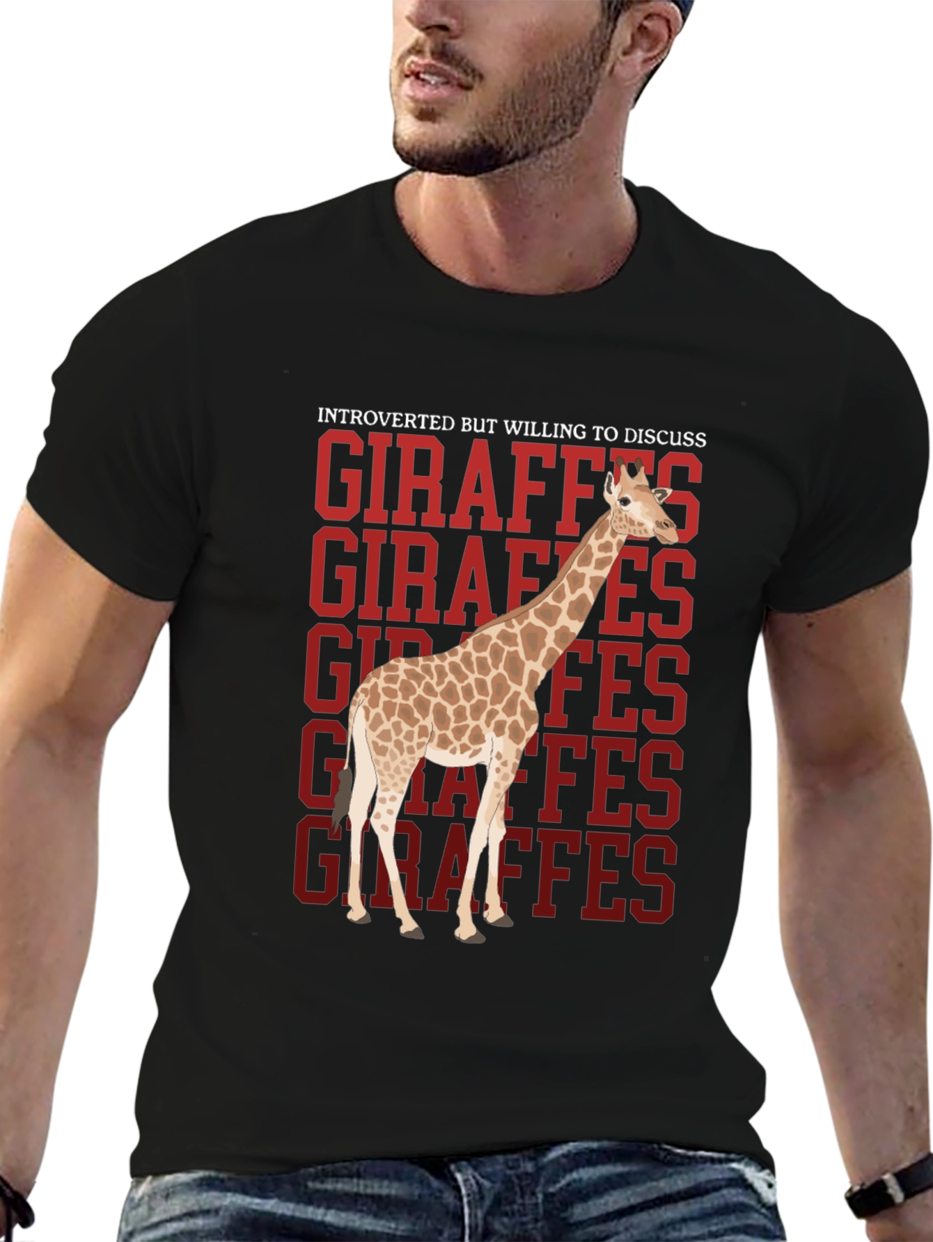 Black Introverted Giraffe T-Shirt view 6