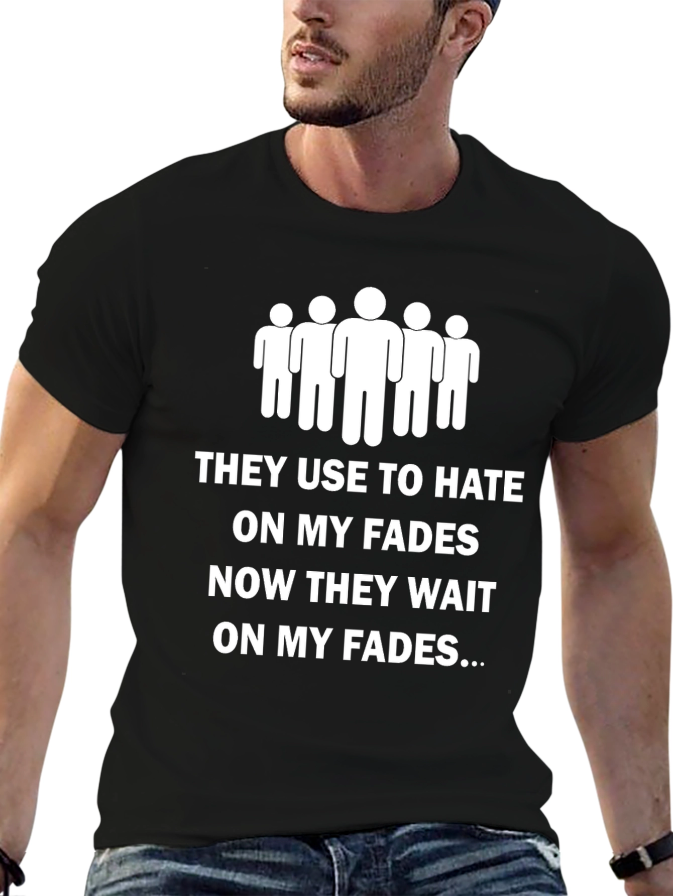 Black Funny Graphic Tee - 'They Use to Hate On My Fades' view 6