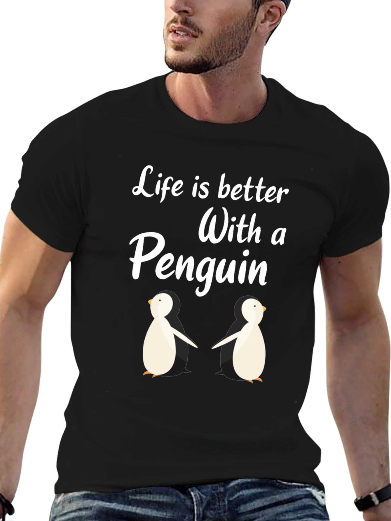 Black Penguin Life T-Shirt:  Better With Penguins! view 6