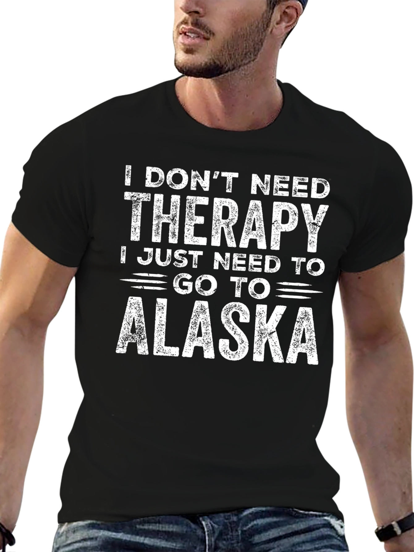 Black Alaska Therapy T-Shirt: Funny Travel Tee view 6