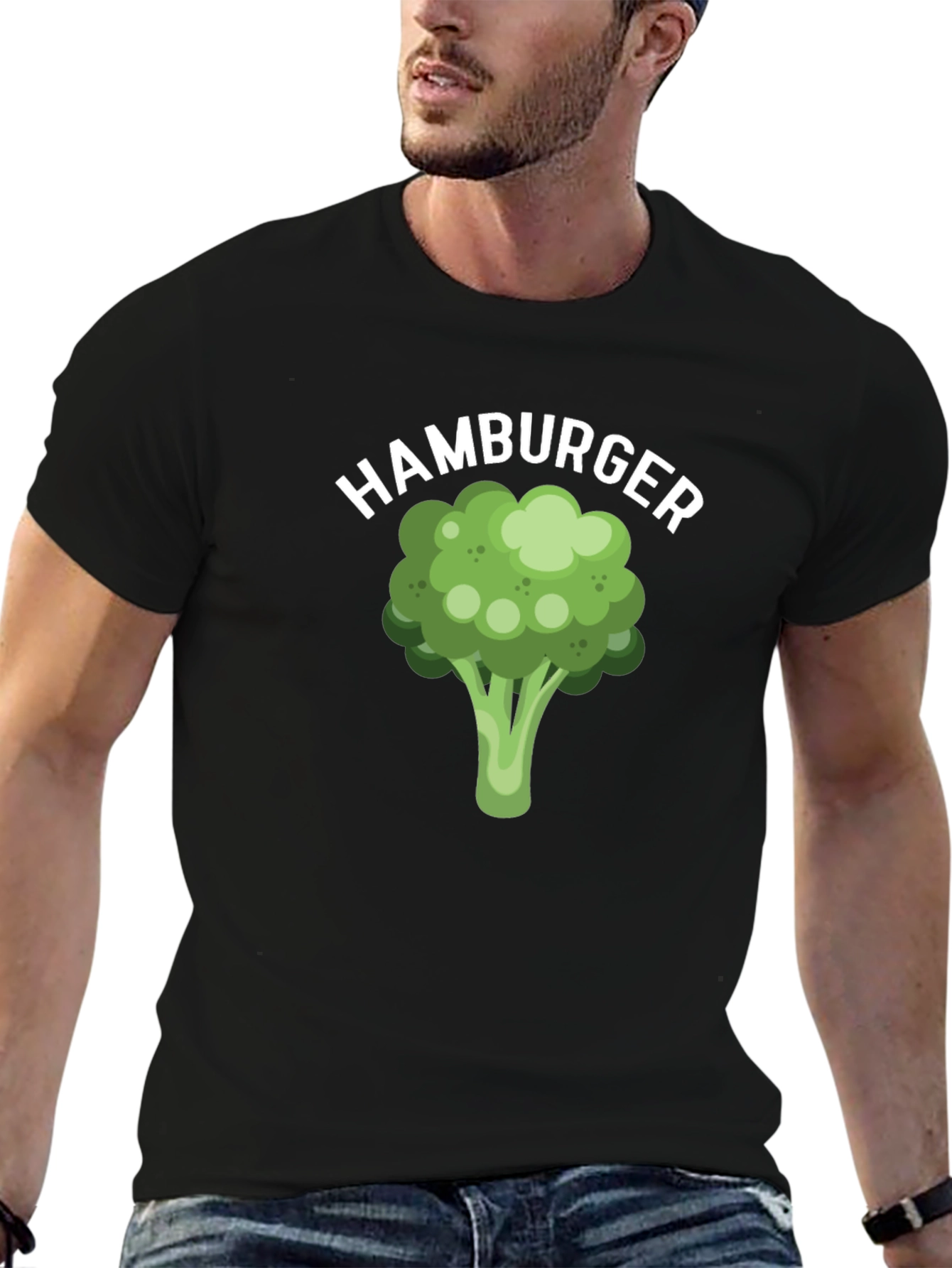Black Broccoli Hamburger Graphic Tee view 6
