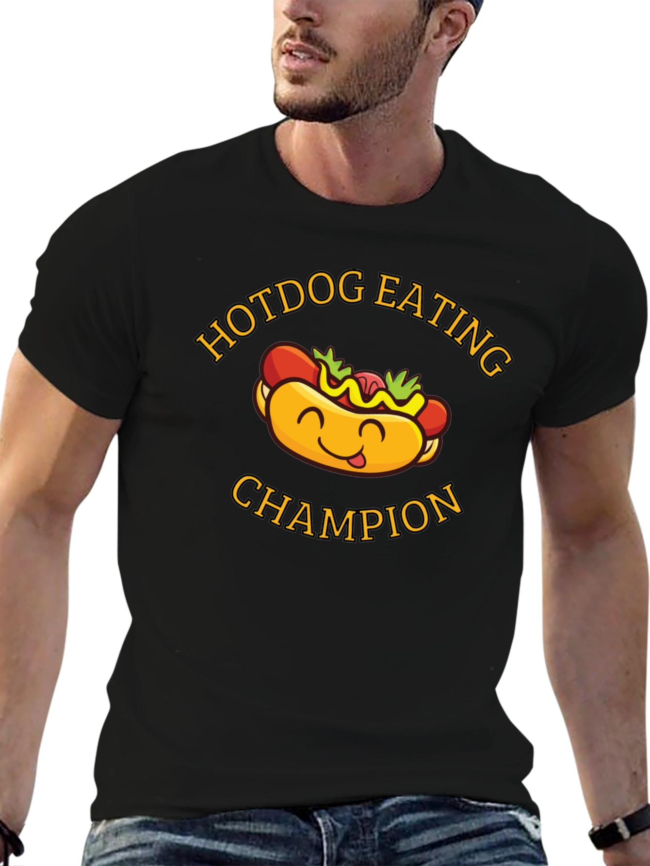 Black Hotdog Eating Champion Graphic T-Shirt view 6
