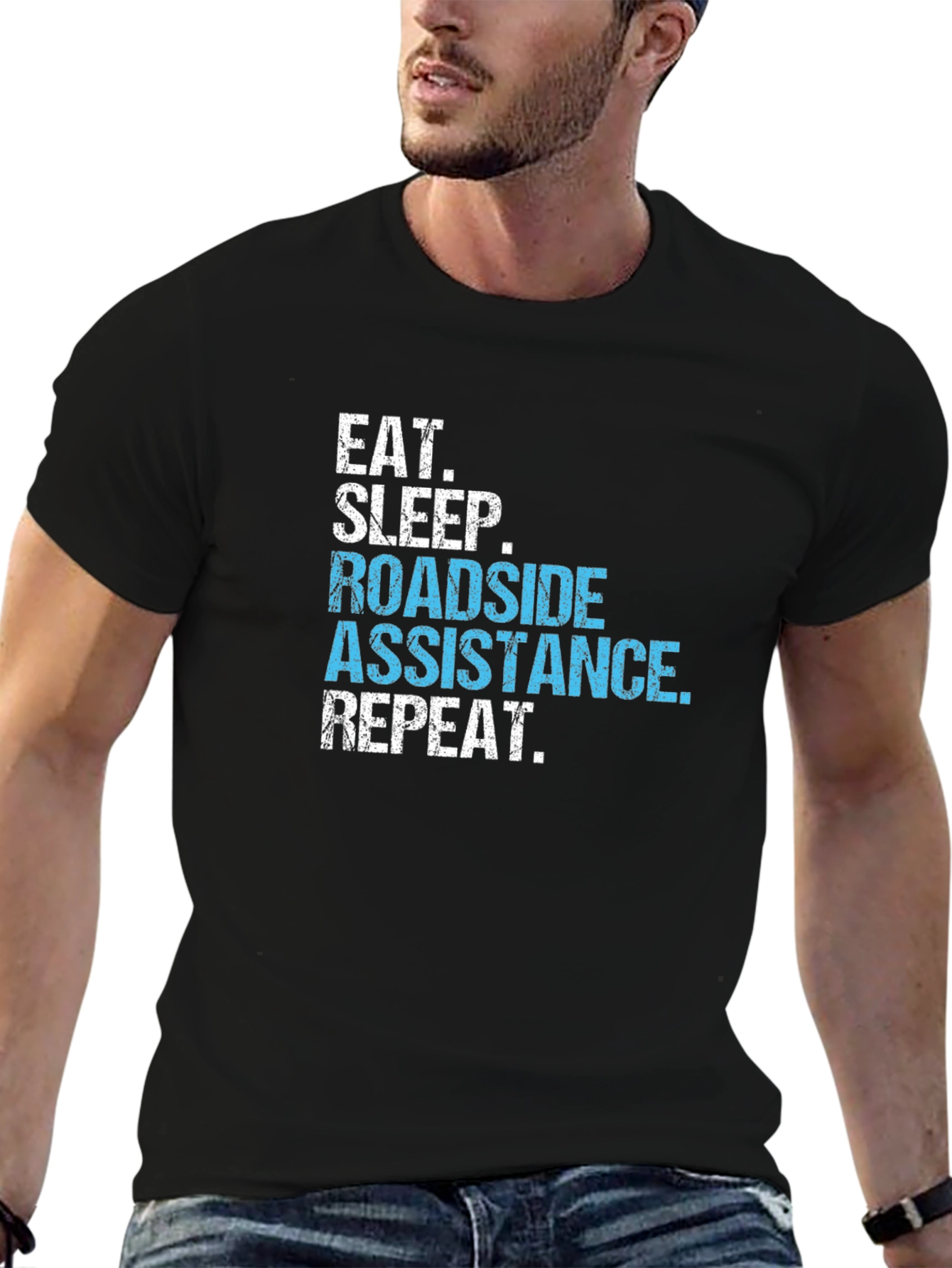 Black Roadside Assistance T-Shirt - Eat Sleep Repeat view 6
