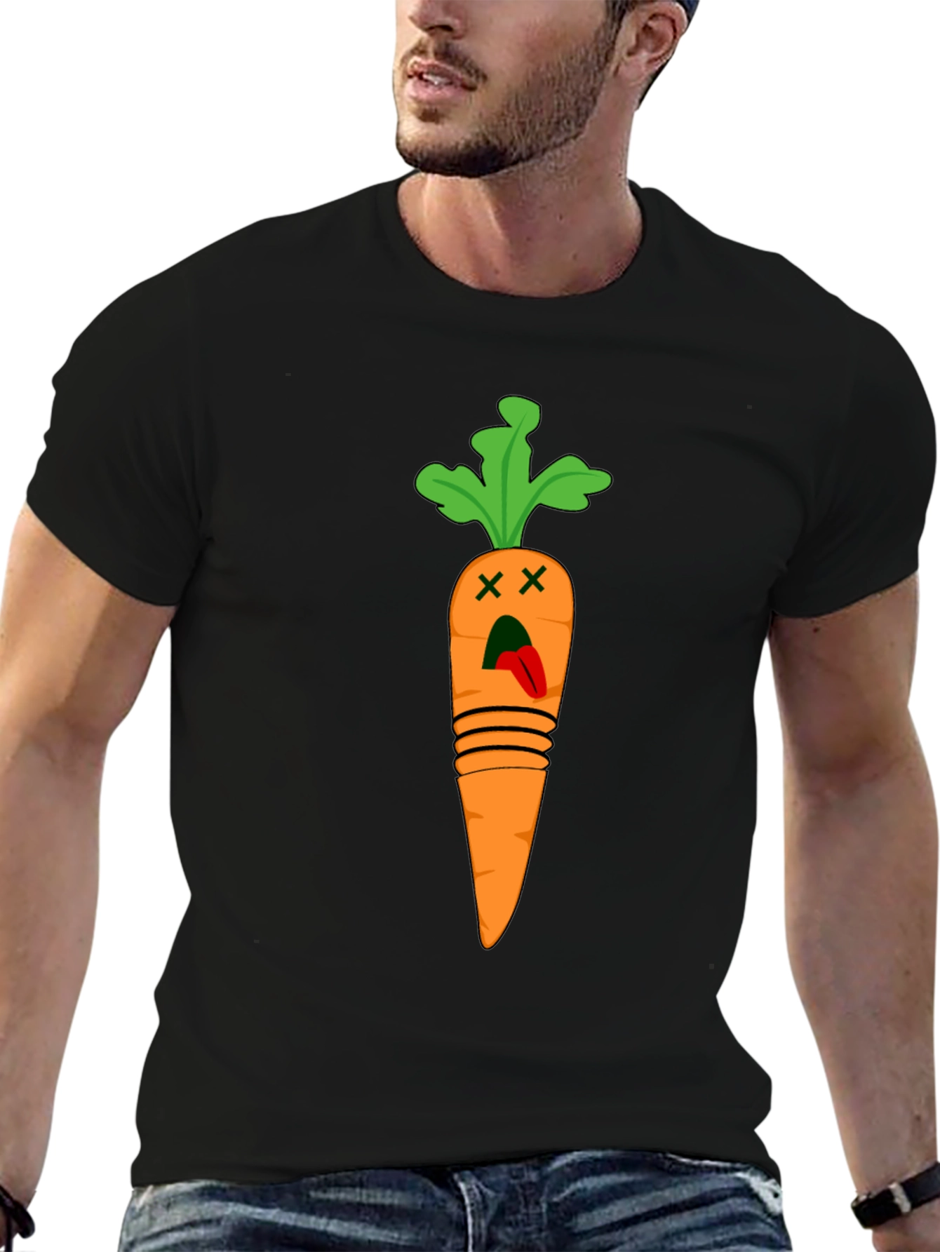 Black Funny Carrot T-Shirt - Dead Carrot Design view 6