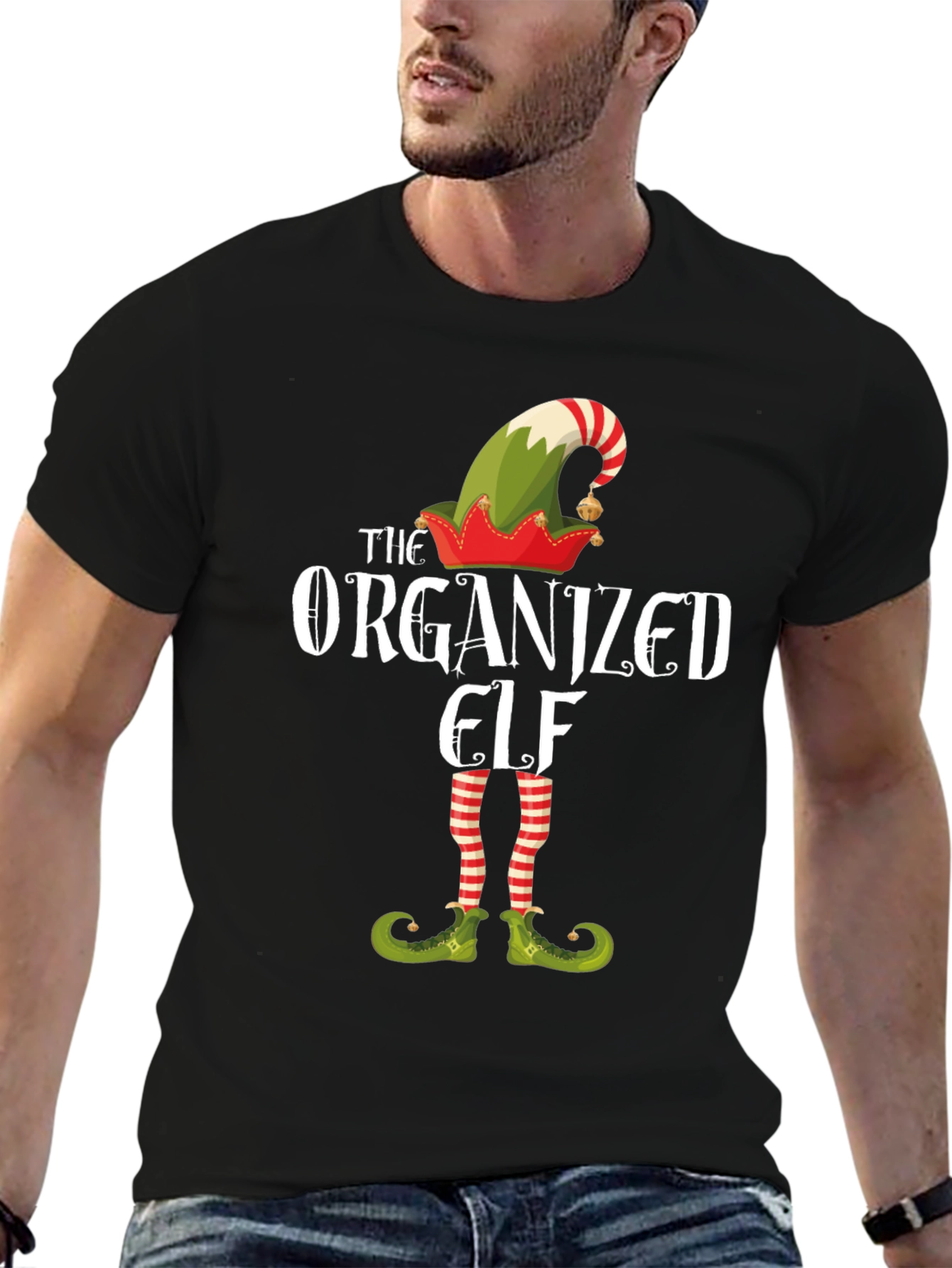 Black The Organized Elf Graphic T-Shirt view 6