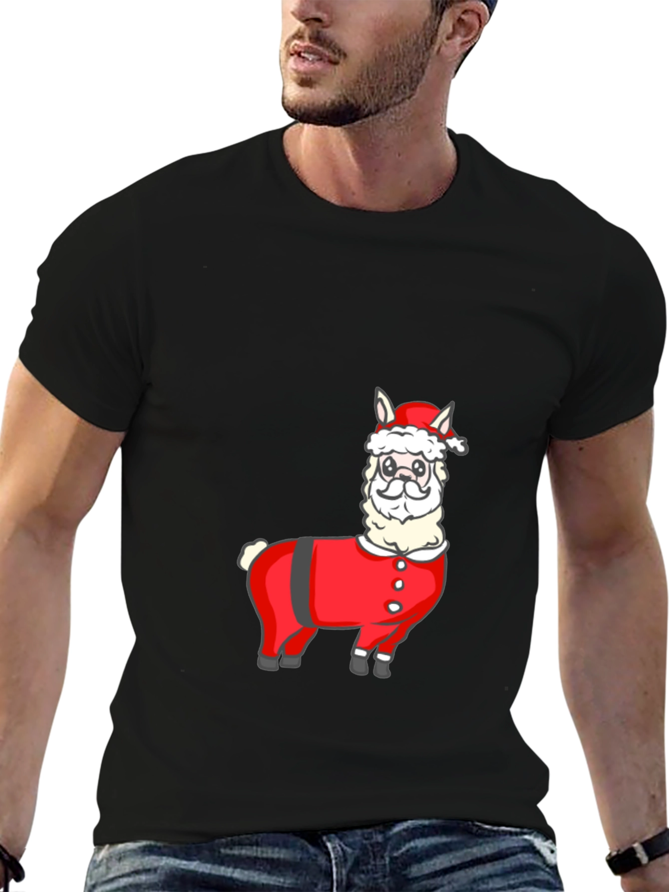 Santa Llama T-Shirt - Holiday Festive Wear - 6