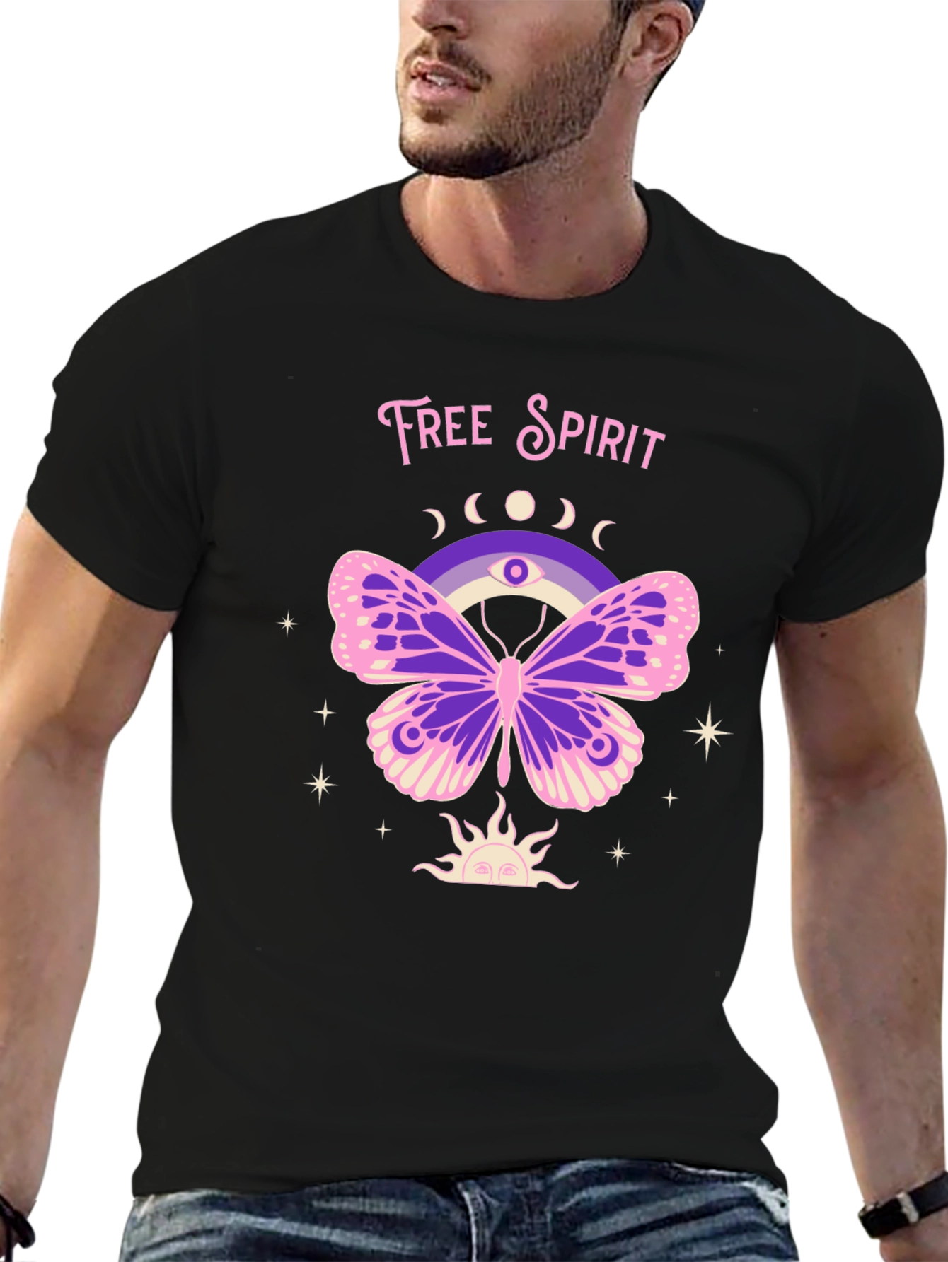 Black Free Spirit Butterfly Graphic Tee view 6