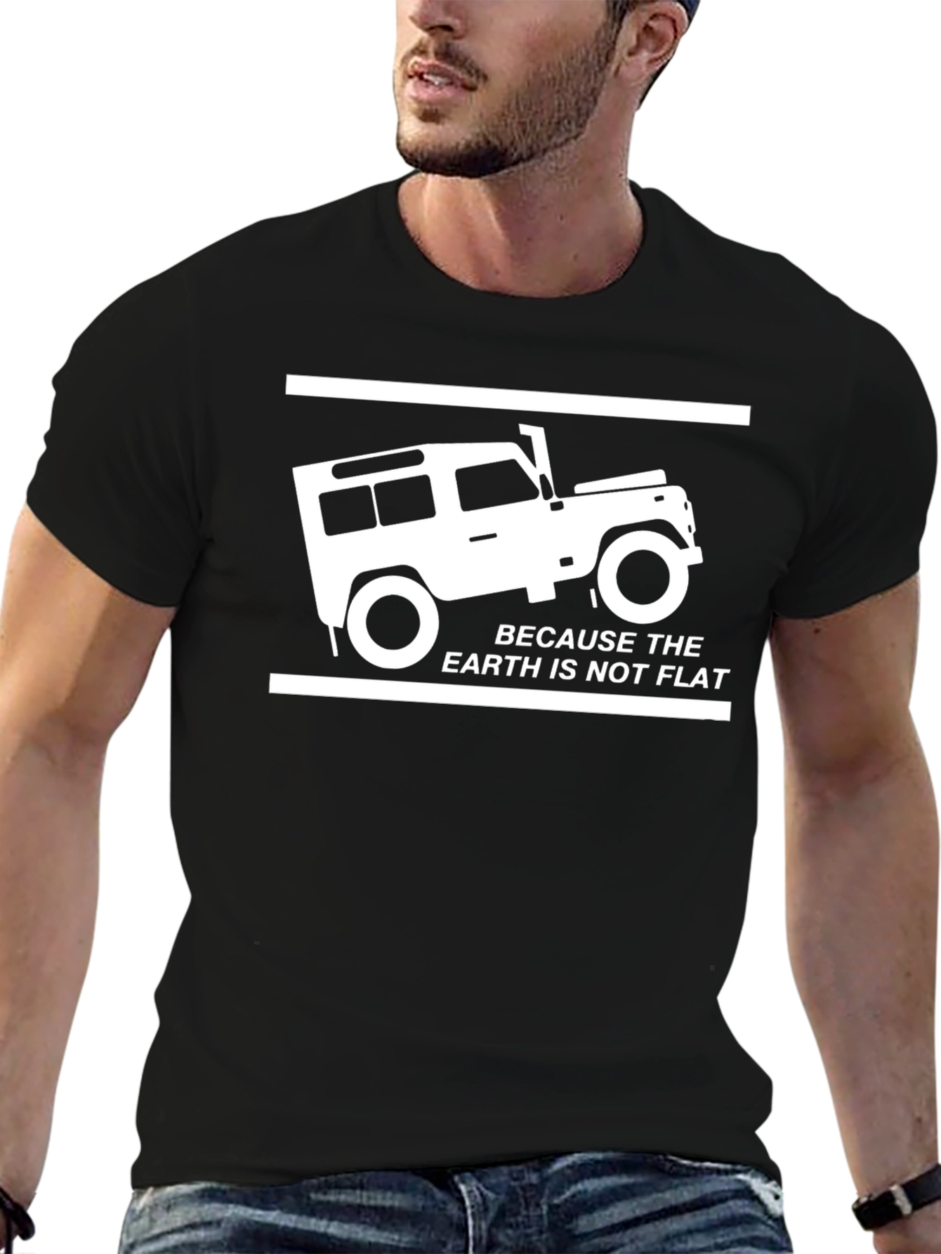 Black Earth Not Flat 4x4 Off Road T-Shirt view 6