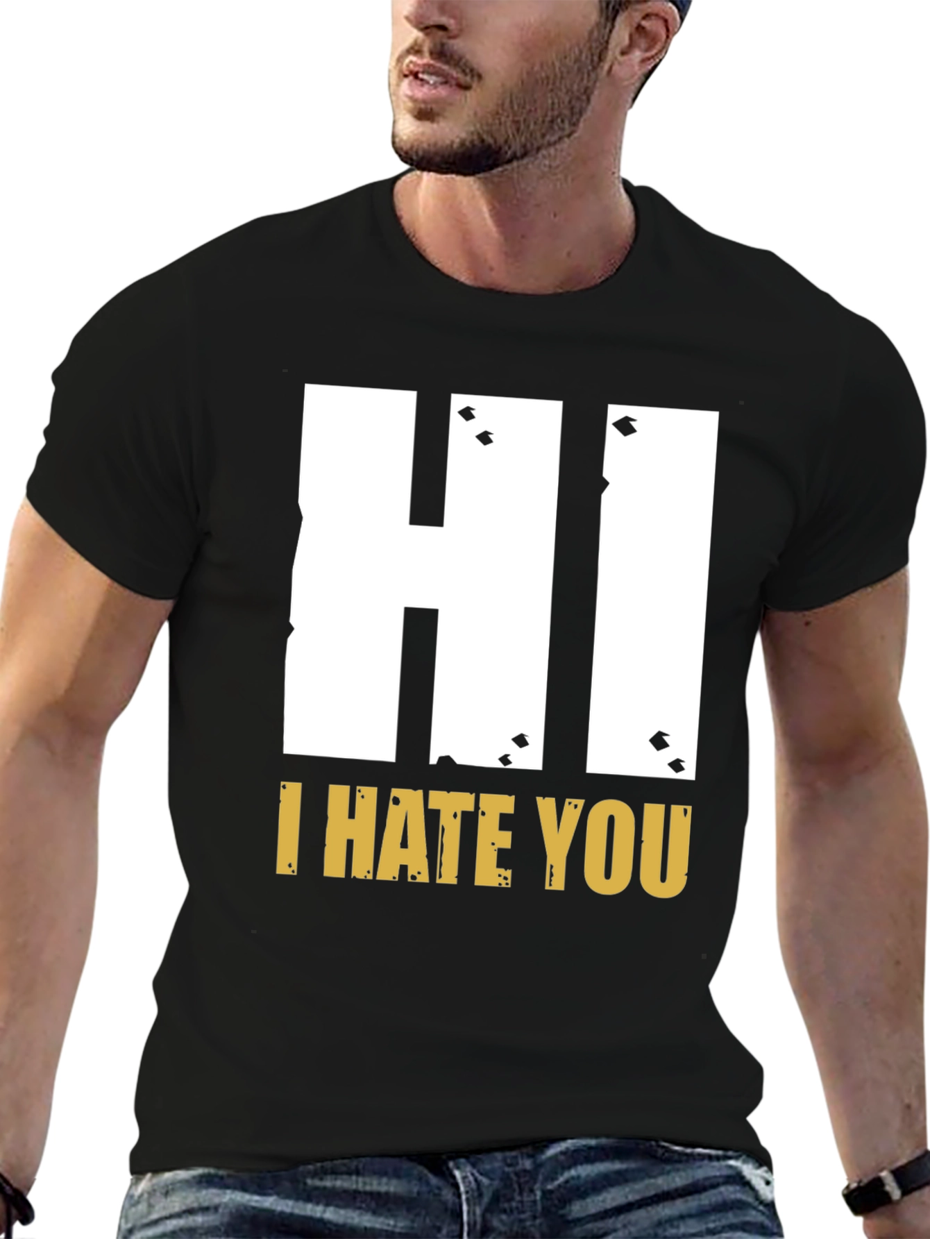 Black Hi I Hate You Graphic T-Shirt - Bold Statement Tee view 6