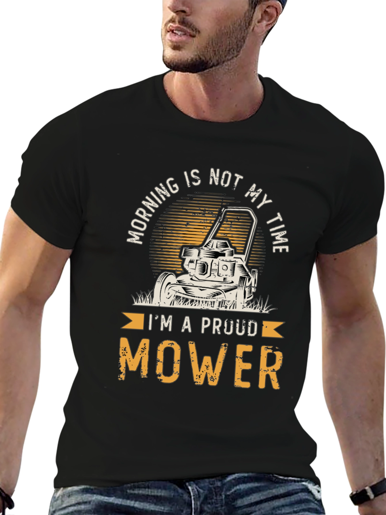 Black Proud Mower T-Shirt - Funny Landscaping Tee view 6