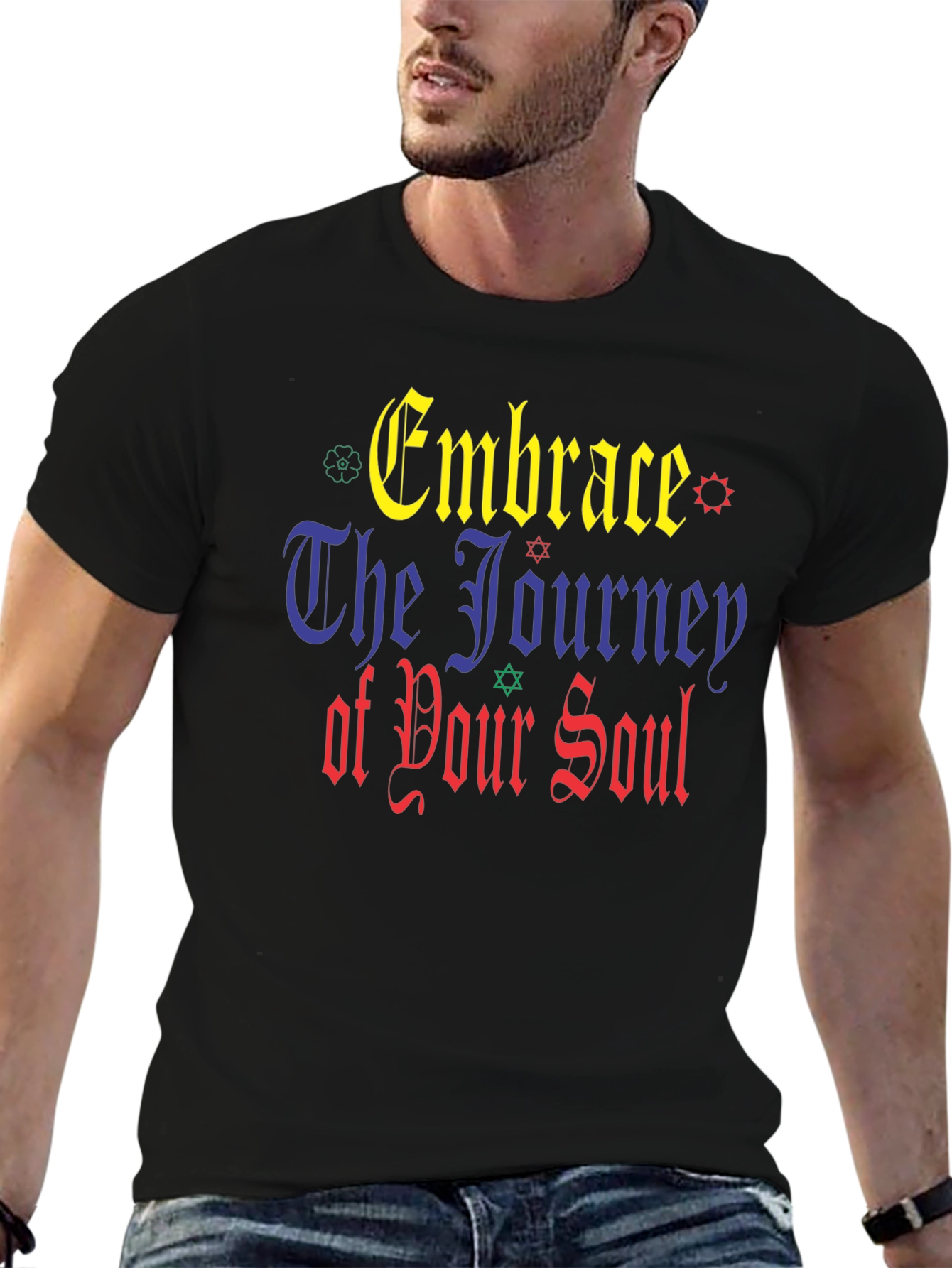 Black Embrace The Journey Black Graphic T-Shirt view 6