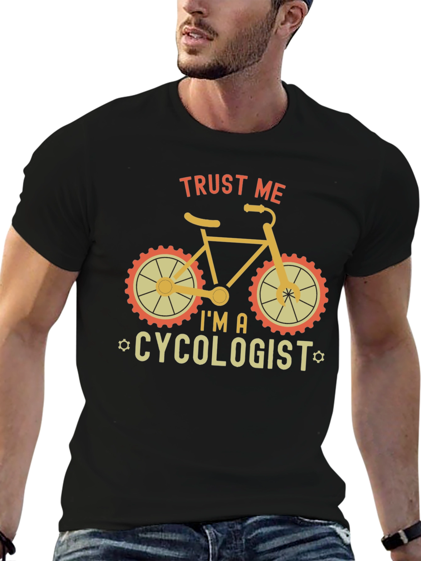 Black Trust Me I'm A Cycologist T-Shirt view 6