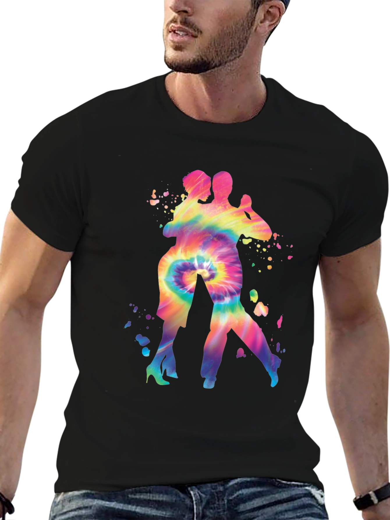 Black Tie Dye Tango Couple Graphic Tee view 6