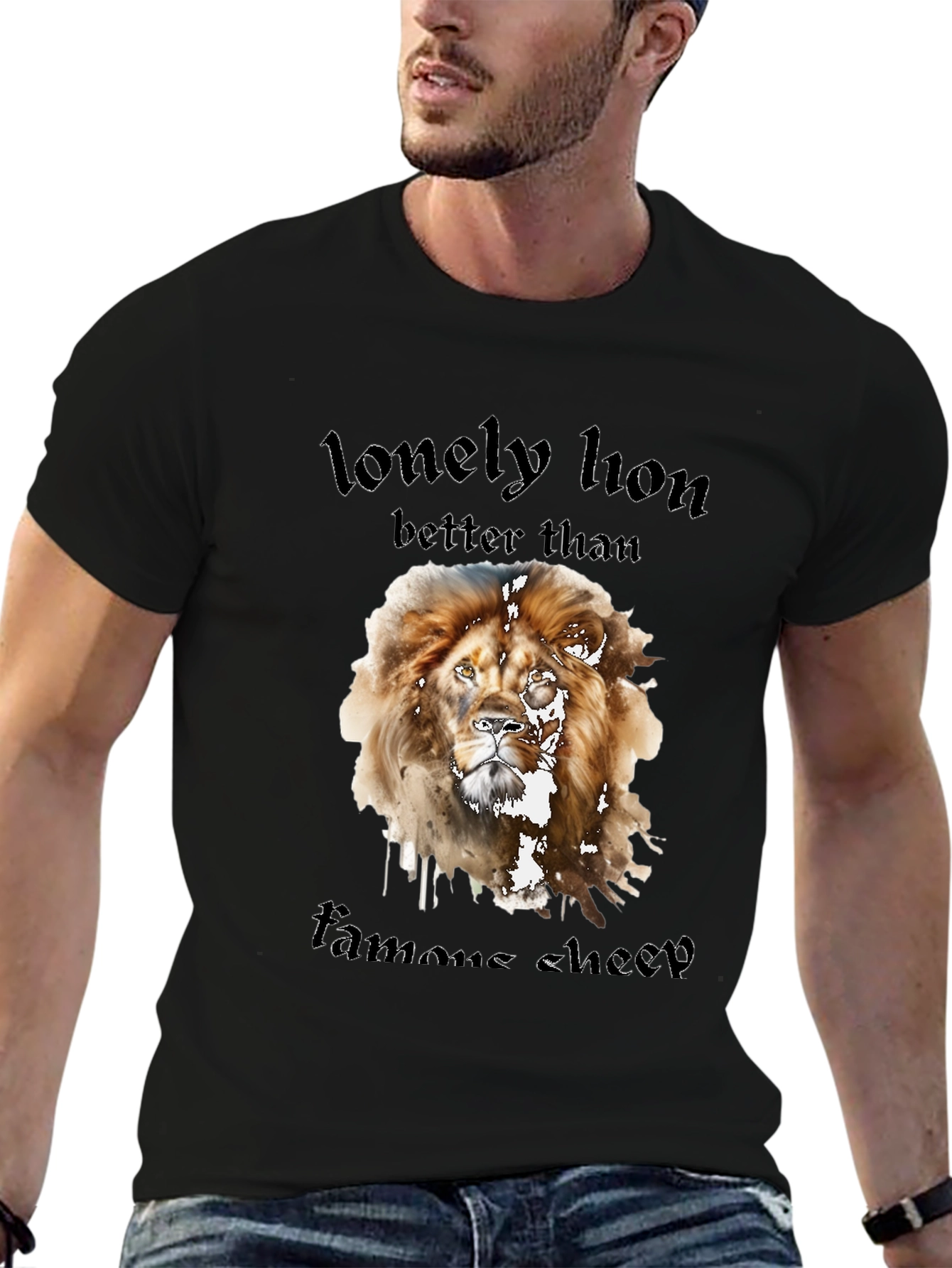 Black Lonely Lion Graphic Tee - Better Than Famous Sheep view 6