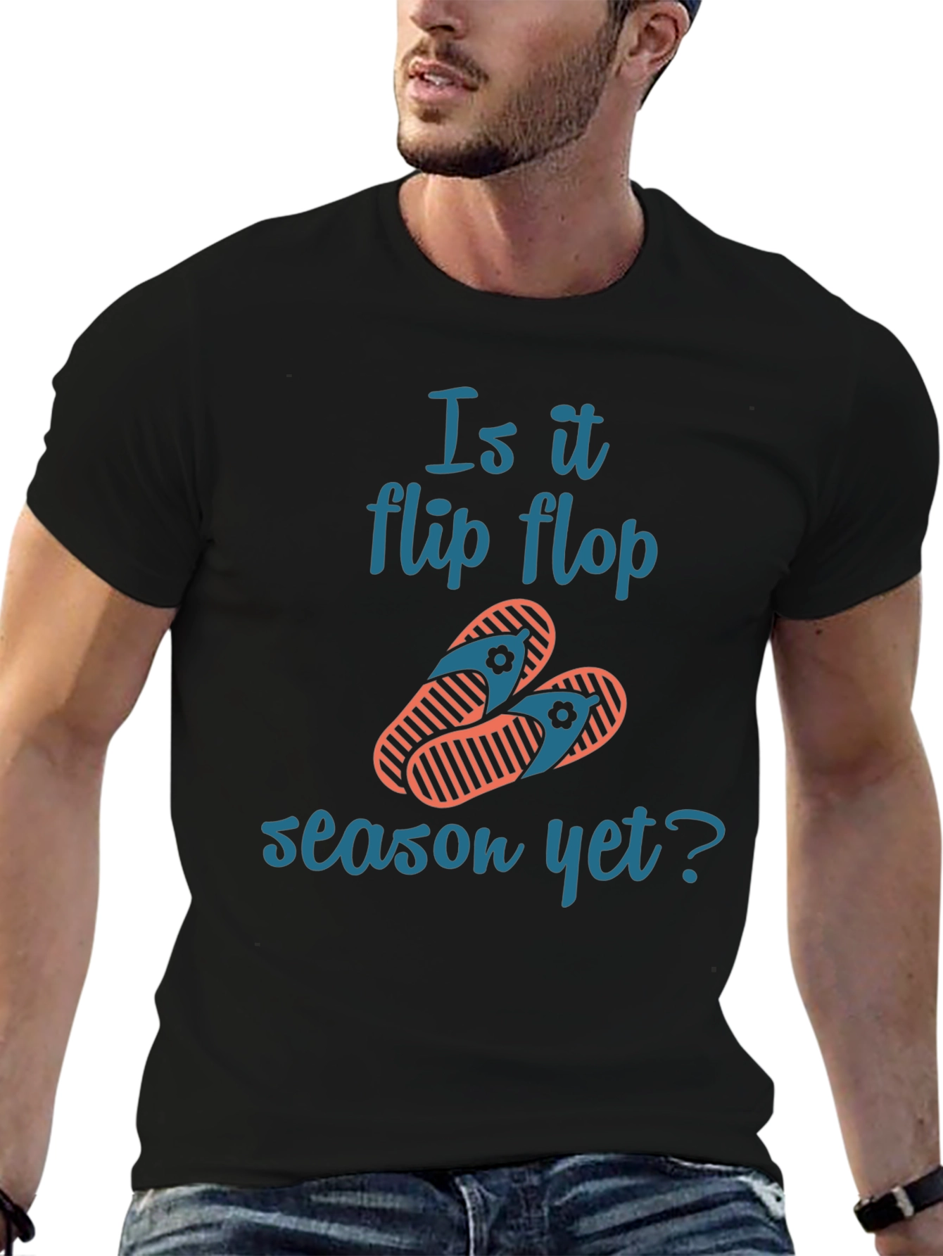 Black Flip Flop Season Tee - Summer Ready T-Shirt view 6
