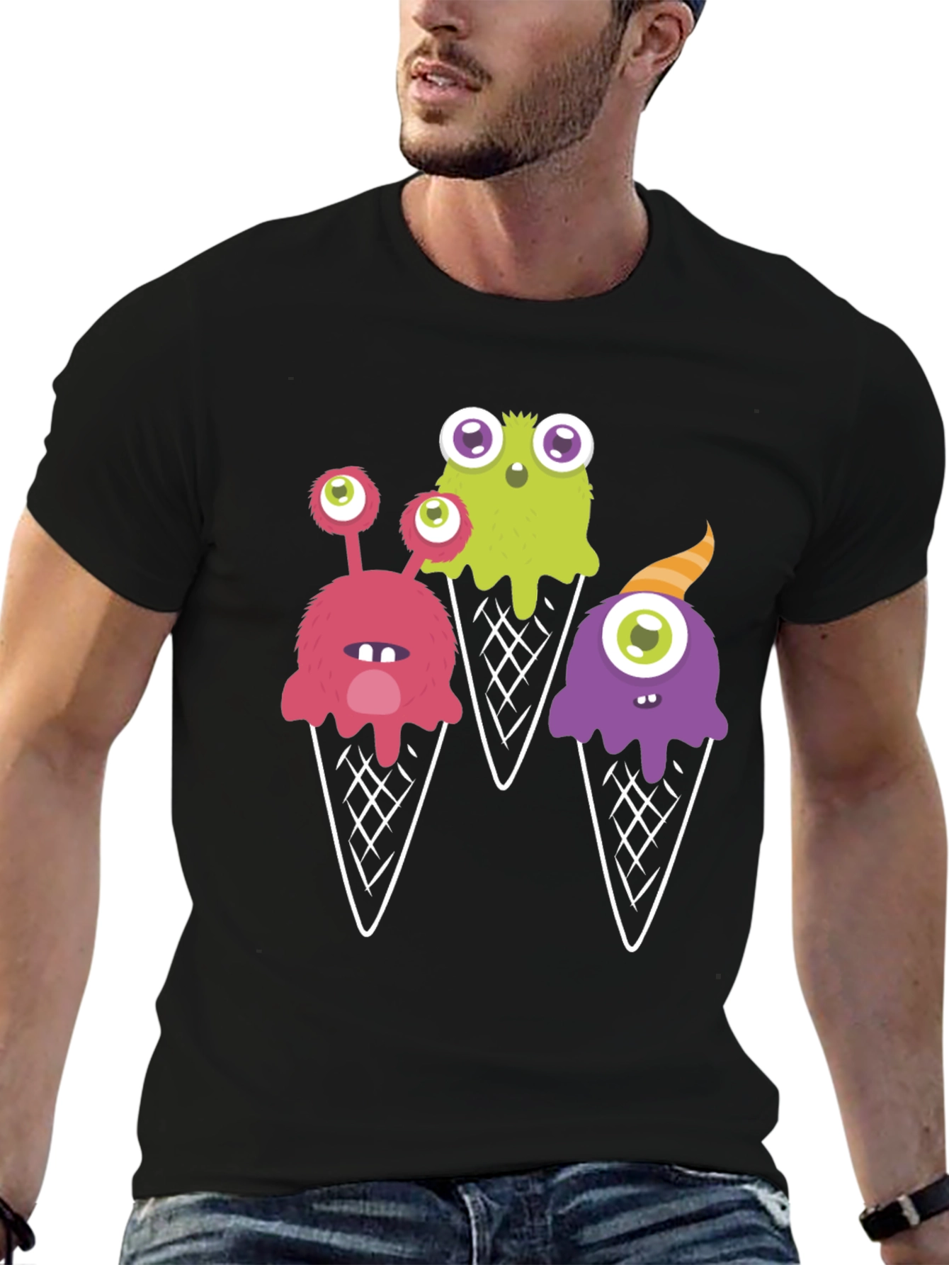 Black Monster Ice Cream T-Shirt - Fun Graphic Tee view 6