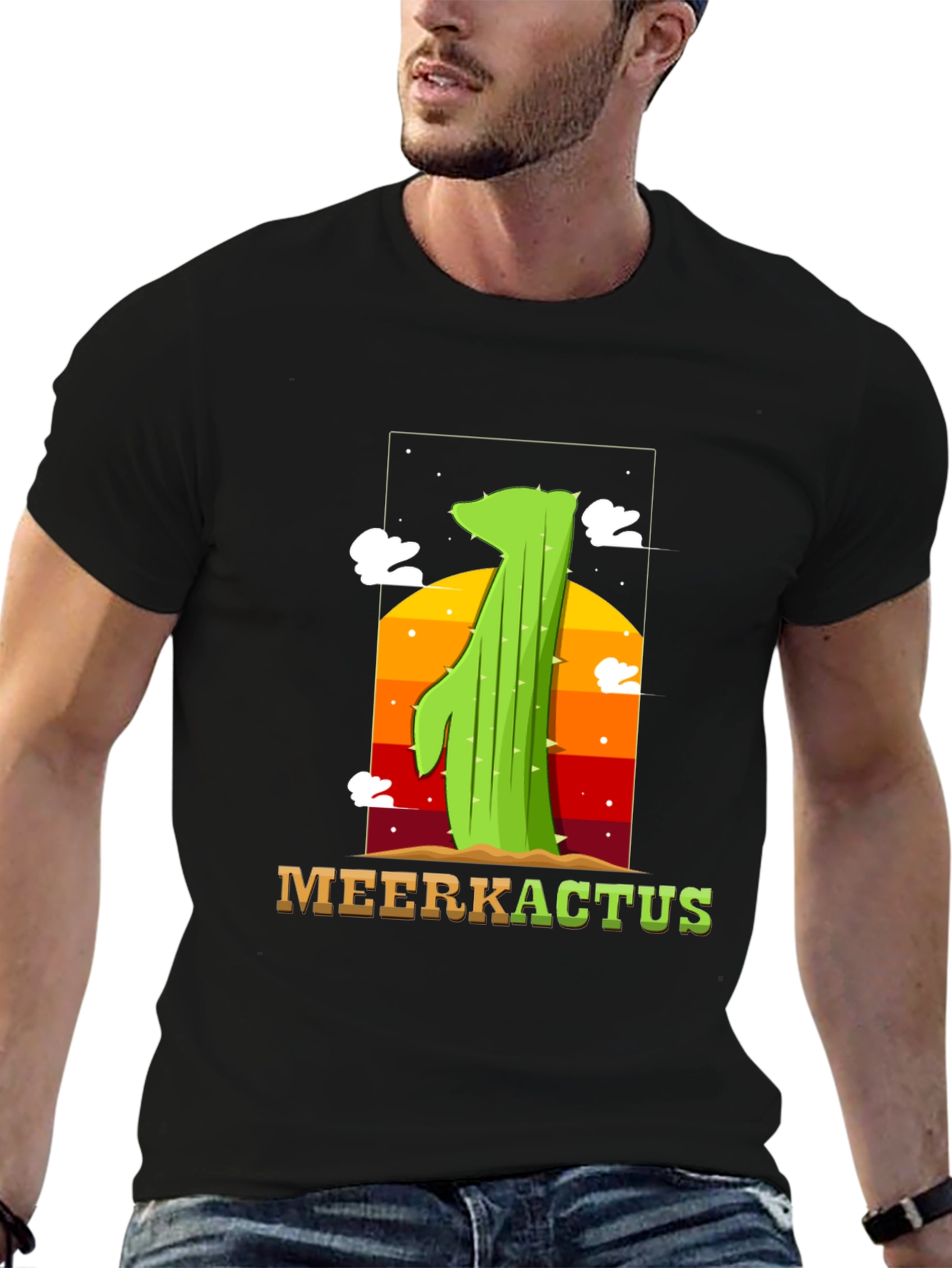 Black MeerKactus Graphic Tee - Desert Sunset Style view 6