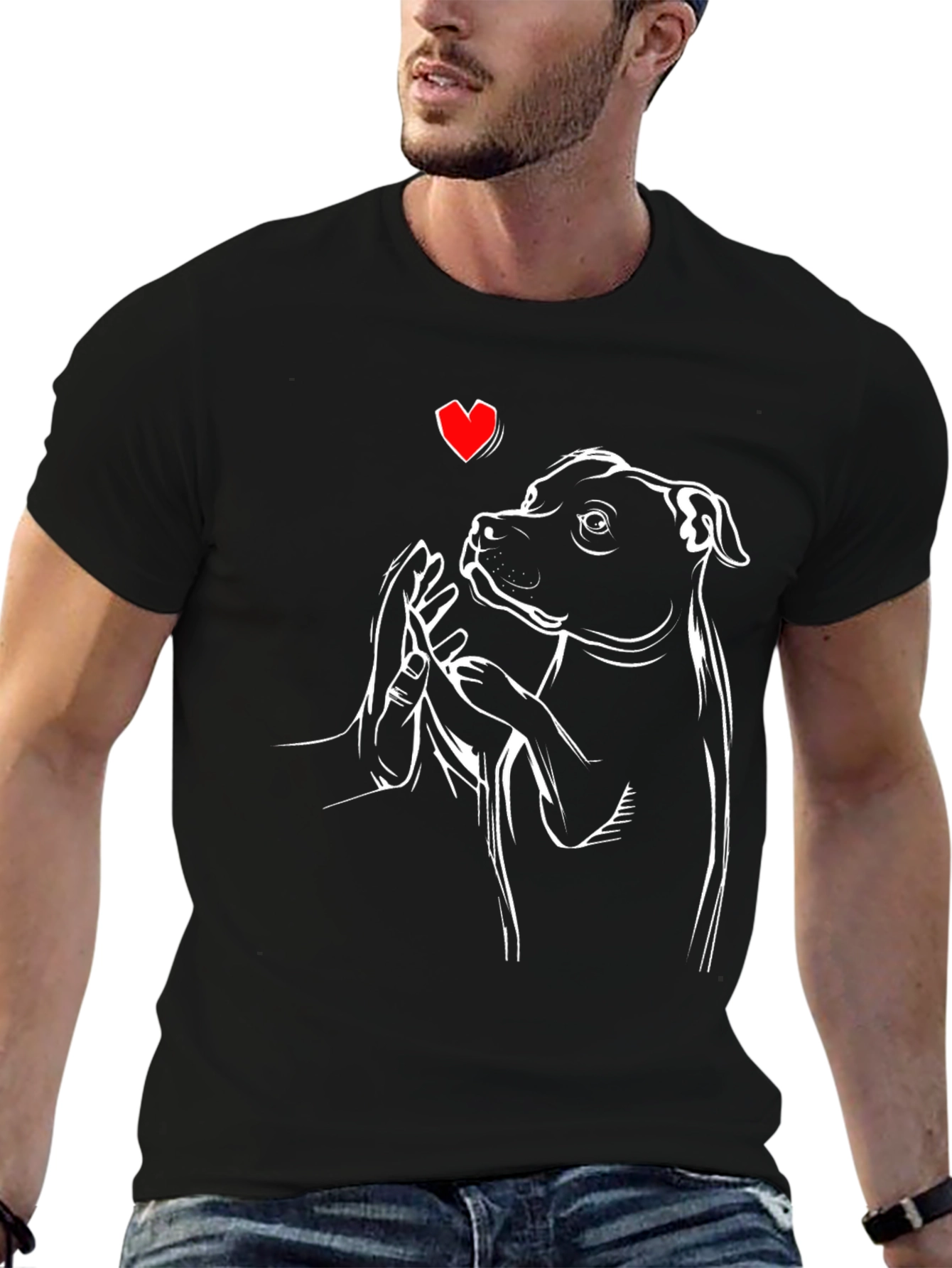 Black Dog Lover T-Shirt - Heart & Paw Design view 6