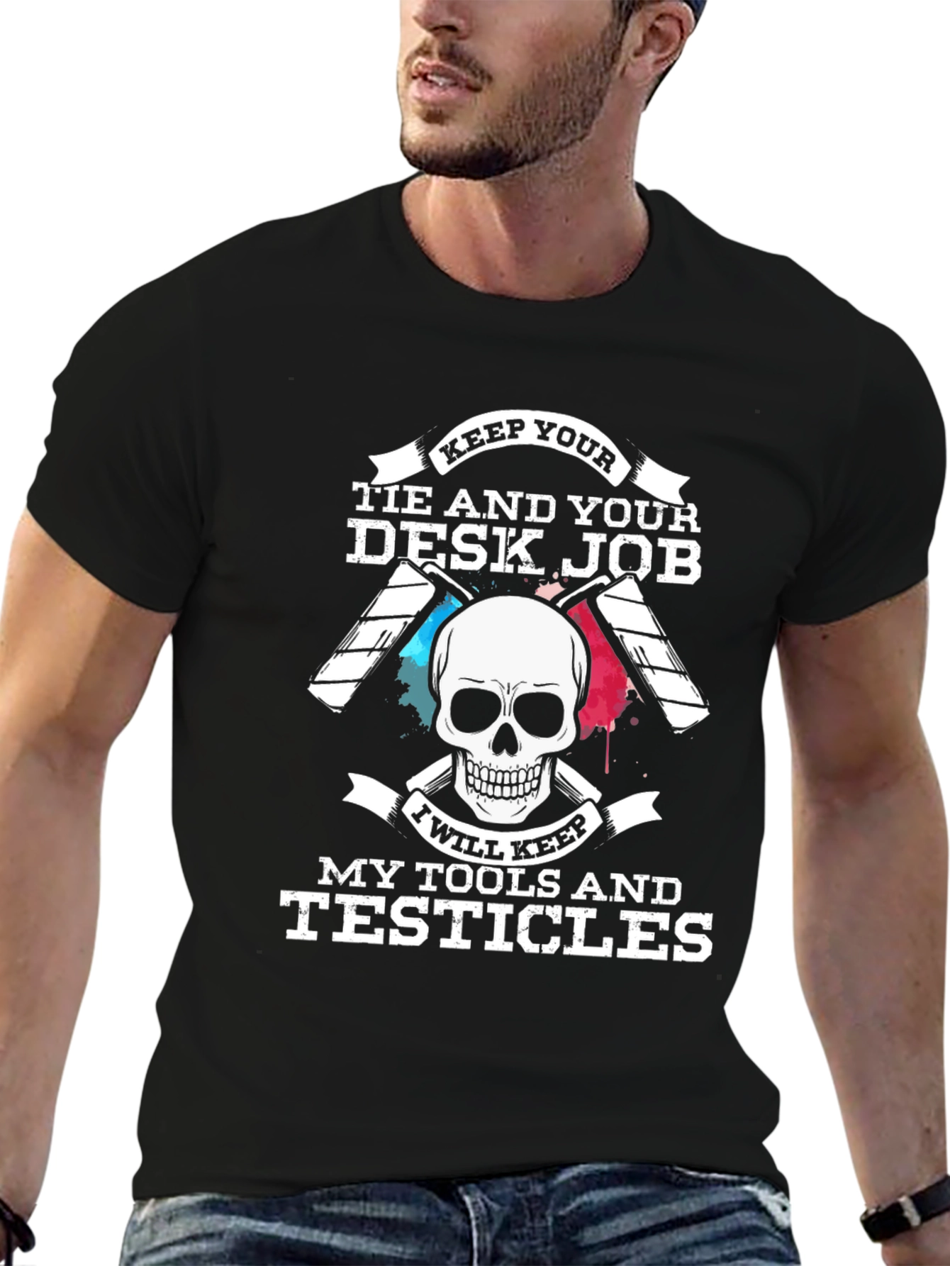 Black Keep Your Tie T-Shirt view 6