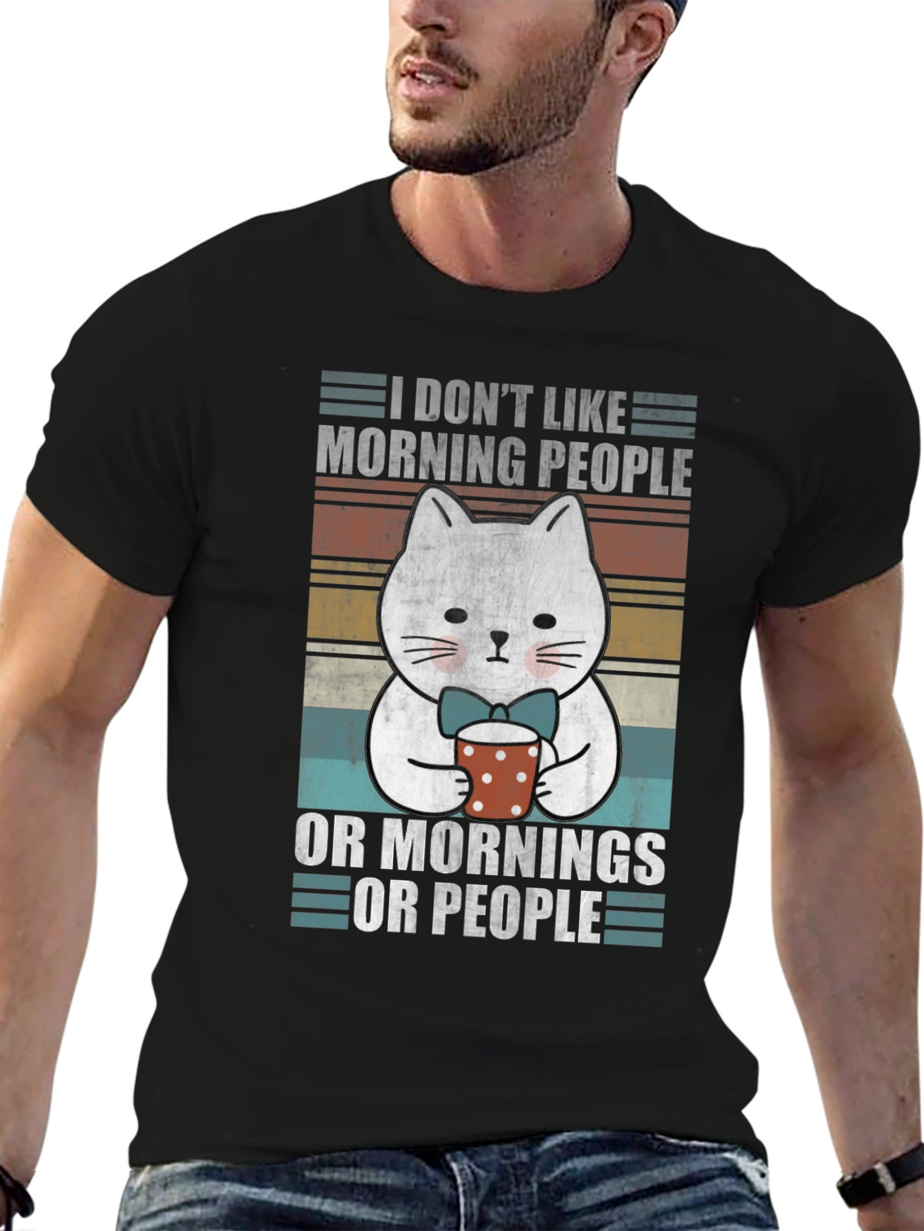 Black I Don't Like Morning People T-Shirt view 6