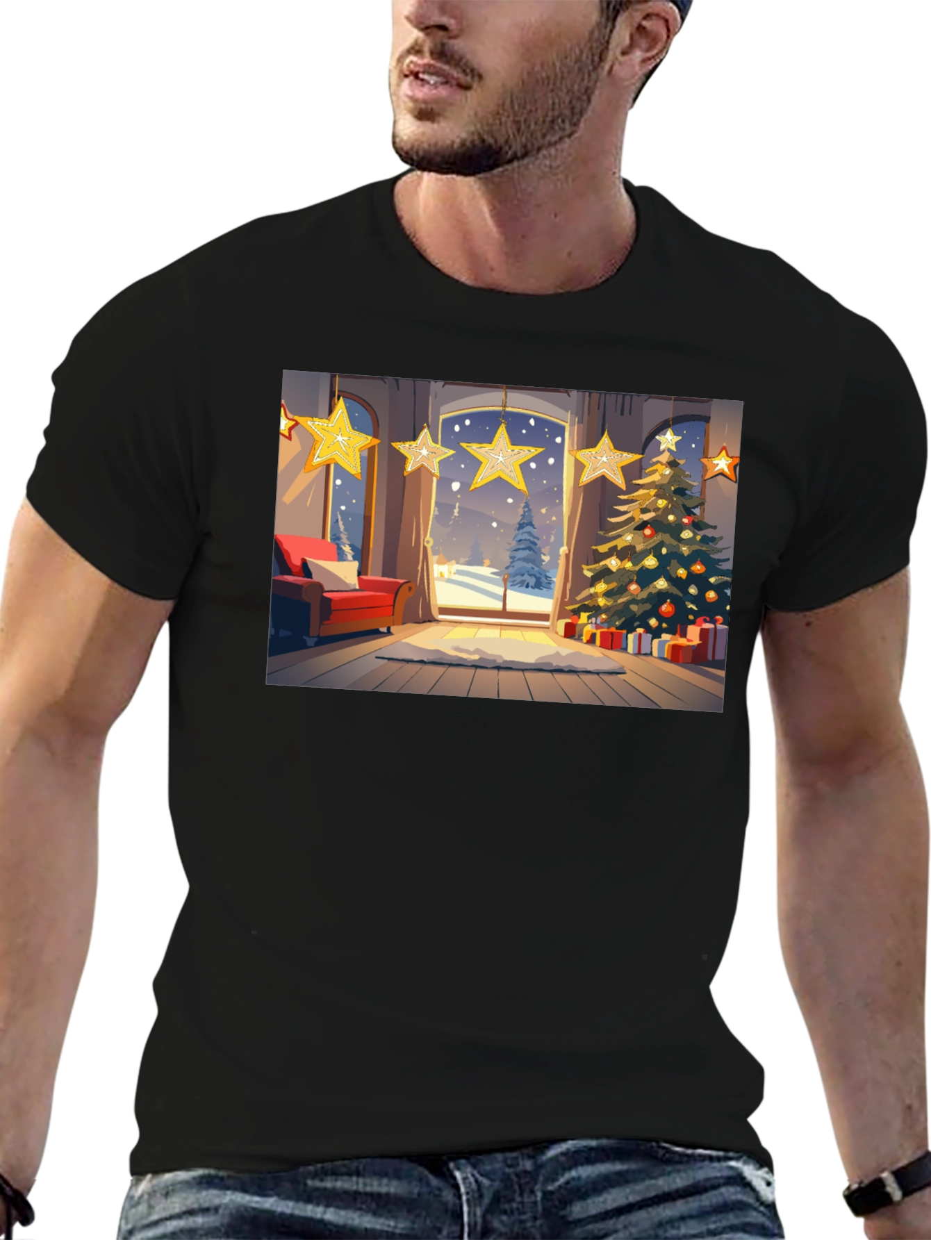 Black Festive Holiday T-Shirt view 6