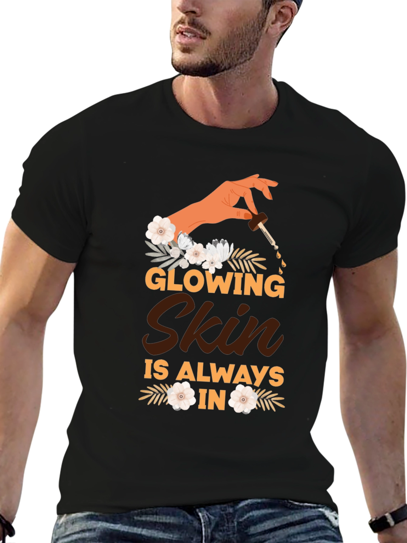 Black Glowing Skin Graphic Tee - Unisex Black T-Shirt view 6