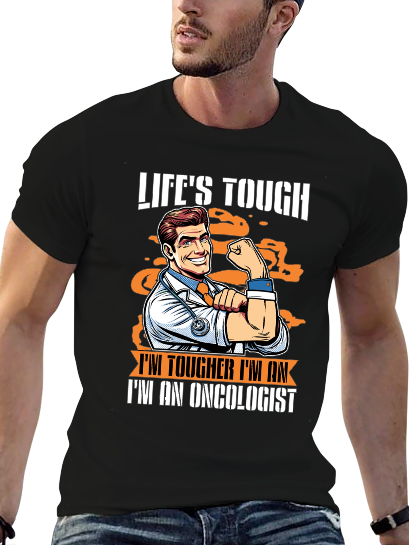 Black Life's Tough, I'm an Oncologist - Graphic T-Shirt view 6