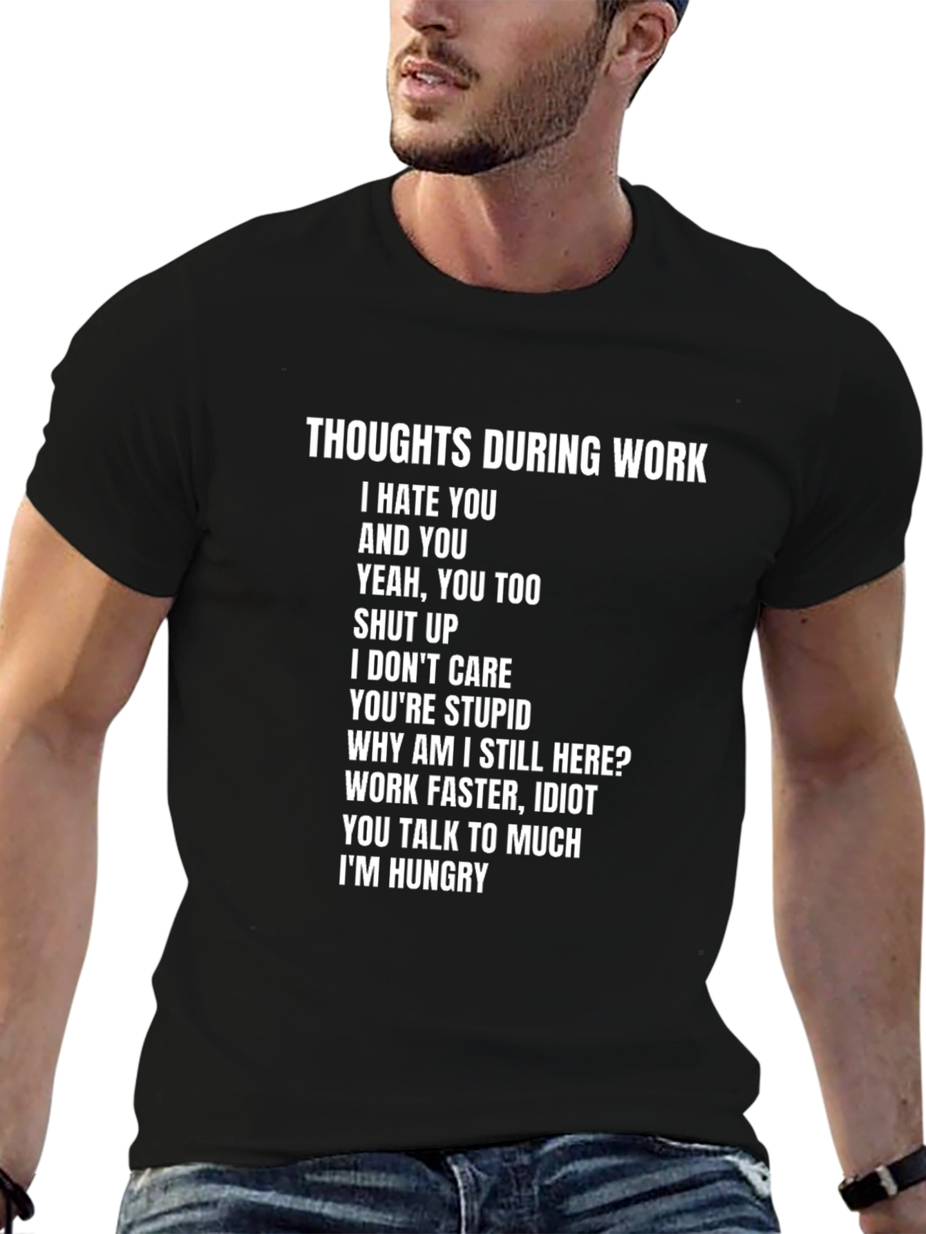Black Thoughts During Work Graphic T-Shirt view 6