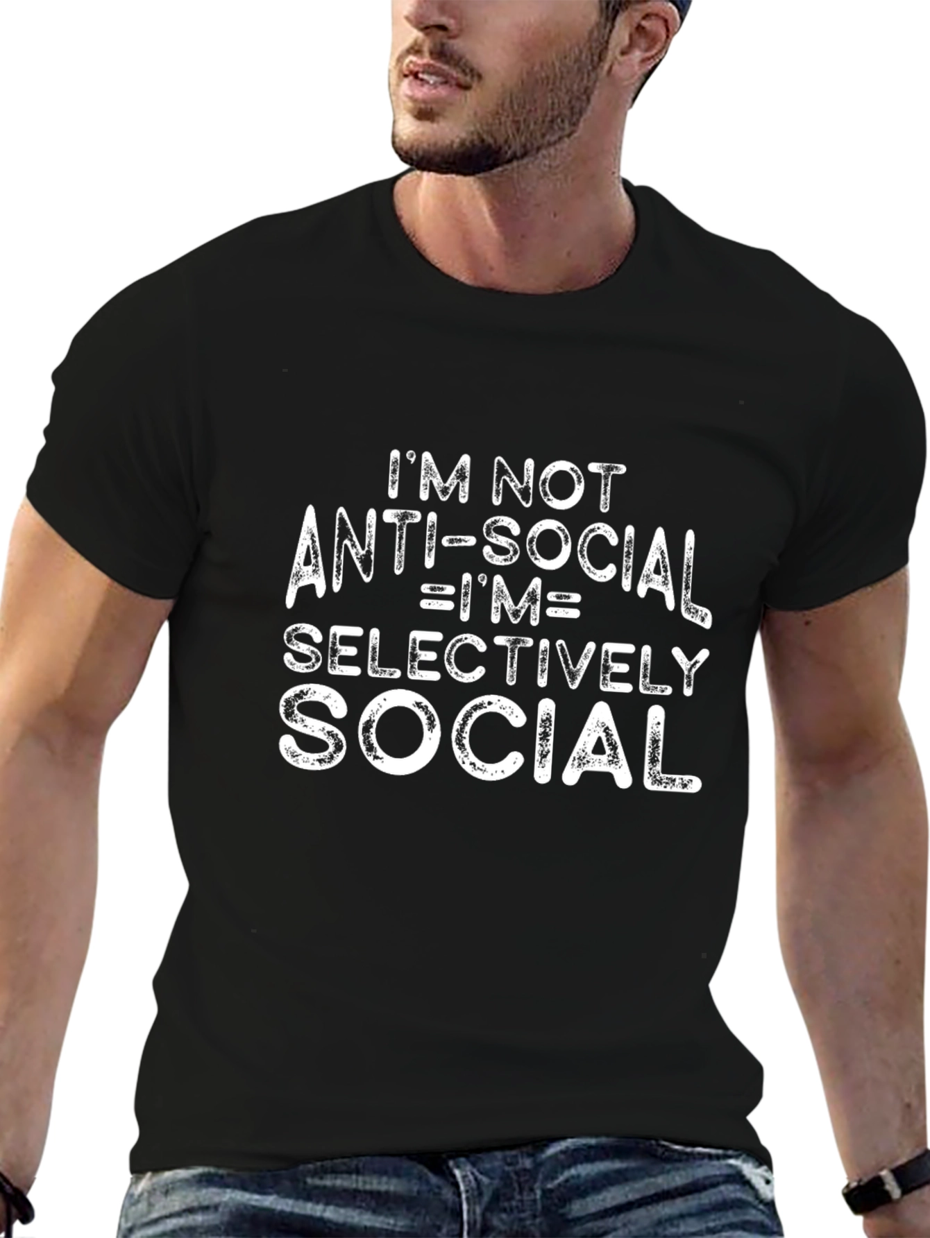 Black Selectively Social Graphic Tee - Black Cotton Blend view 6