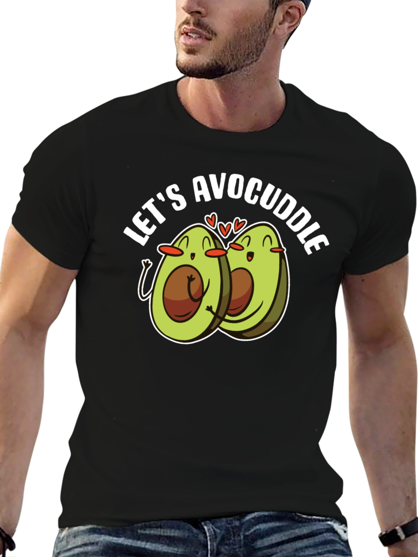 Black Avocado Cuddle T-Shirt - Cute Foodie Tee view 6