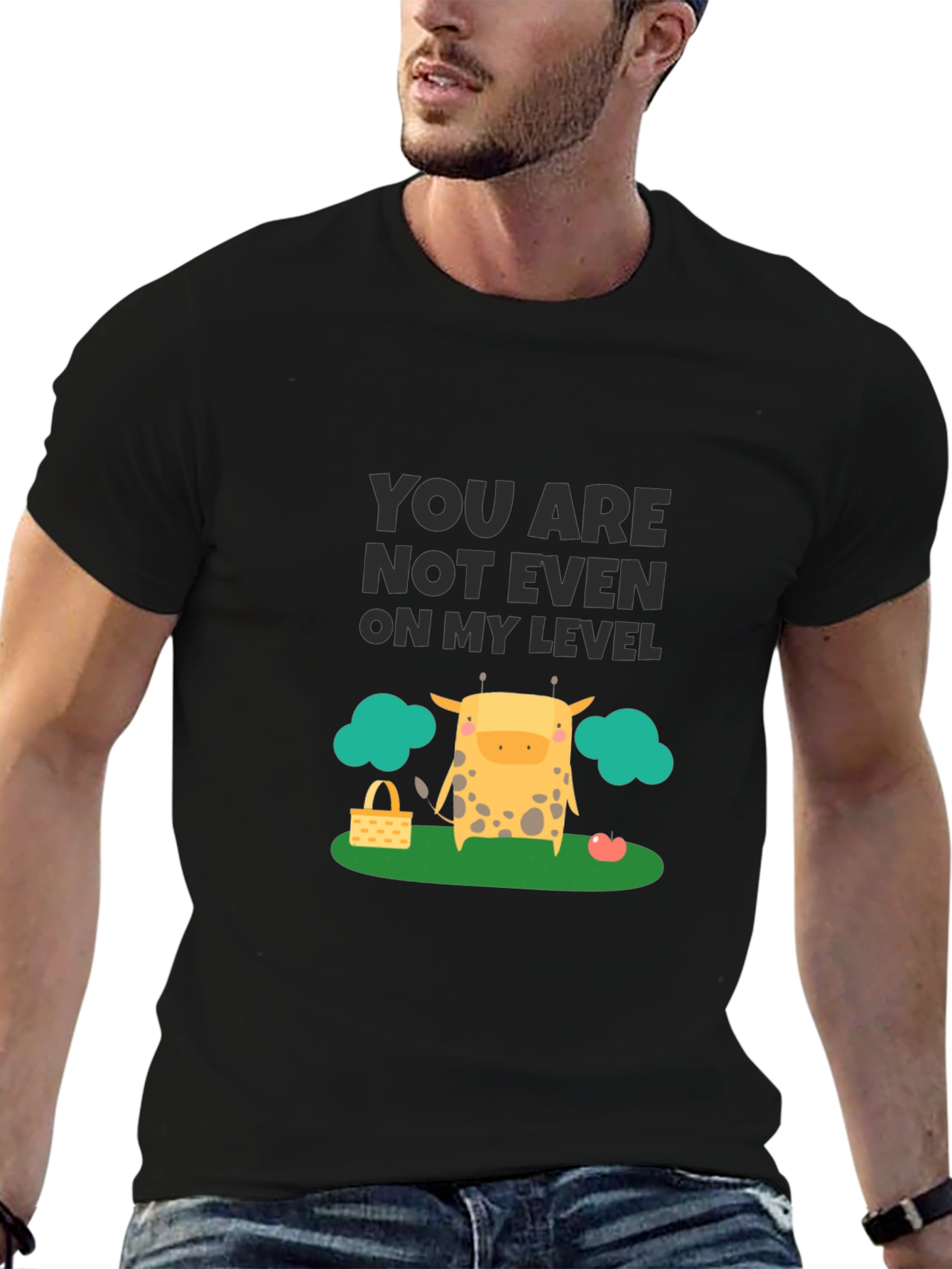 Black You're Not On My Level Giraffe T-Shirt view 6