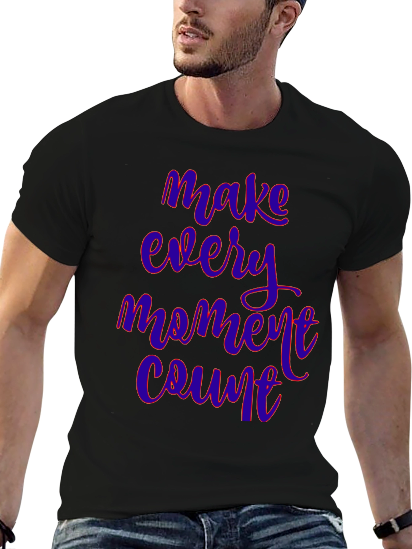 Black Make Every Moment Count Graphic Tee view 6