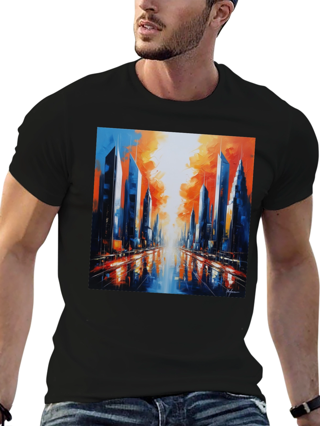 Black Urban Cityscape Graphic Tee view 6