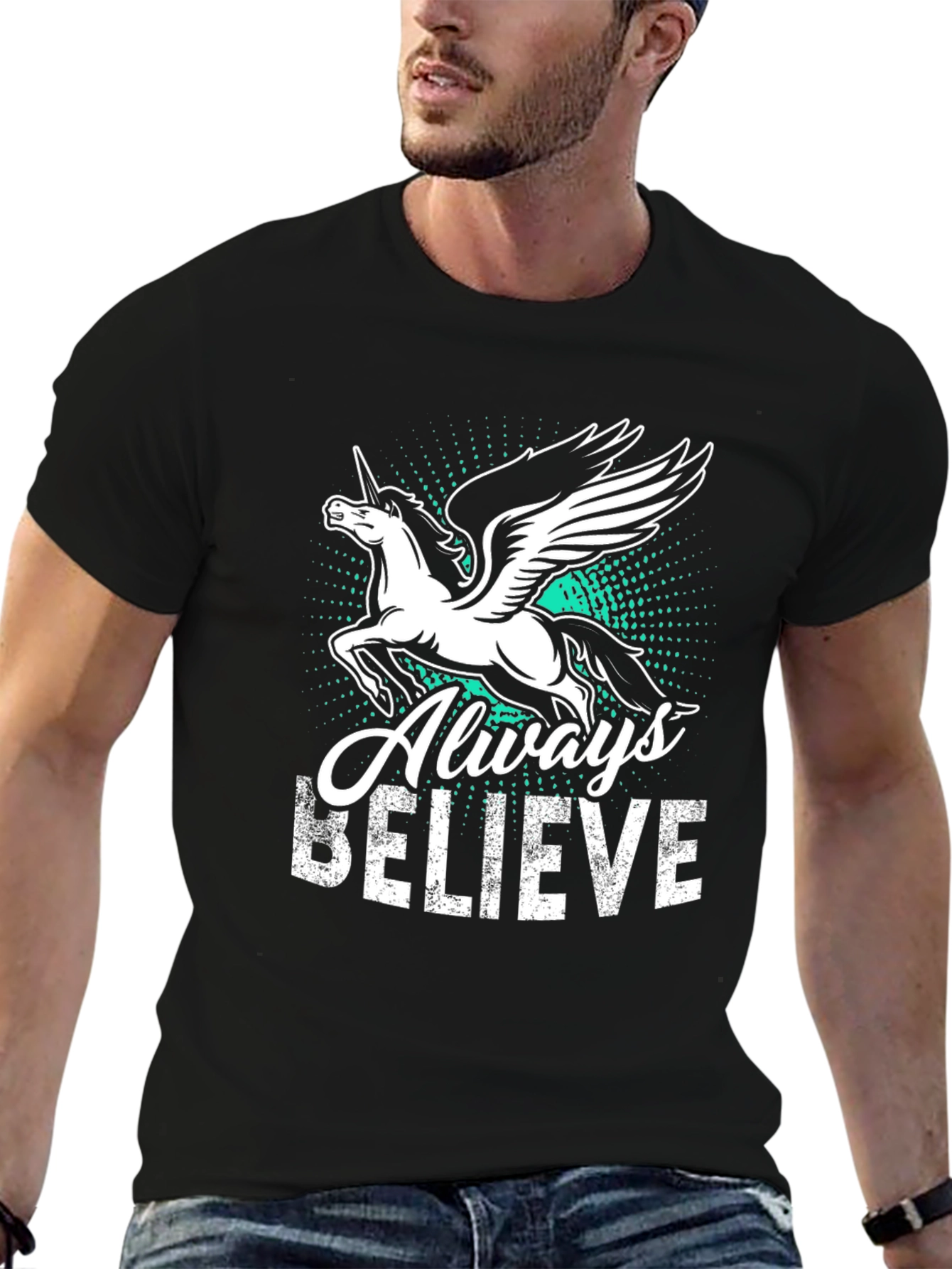 Black Always Believe Unicorn Graphic Tee - Black view 6