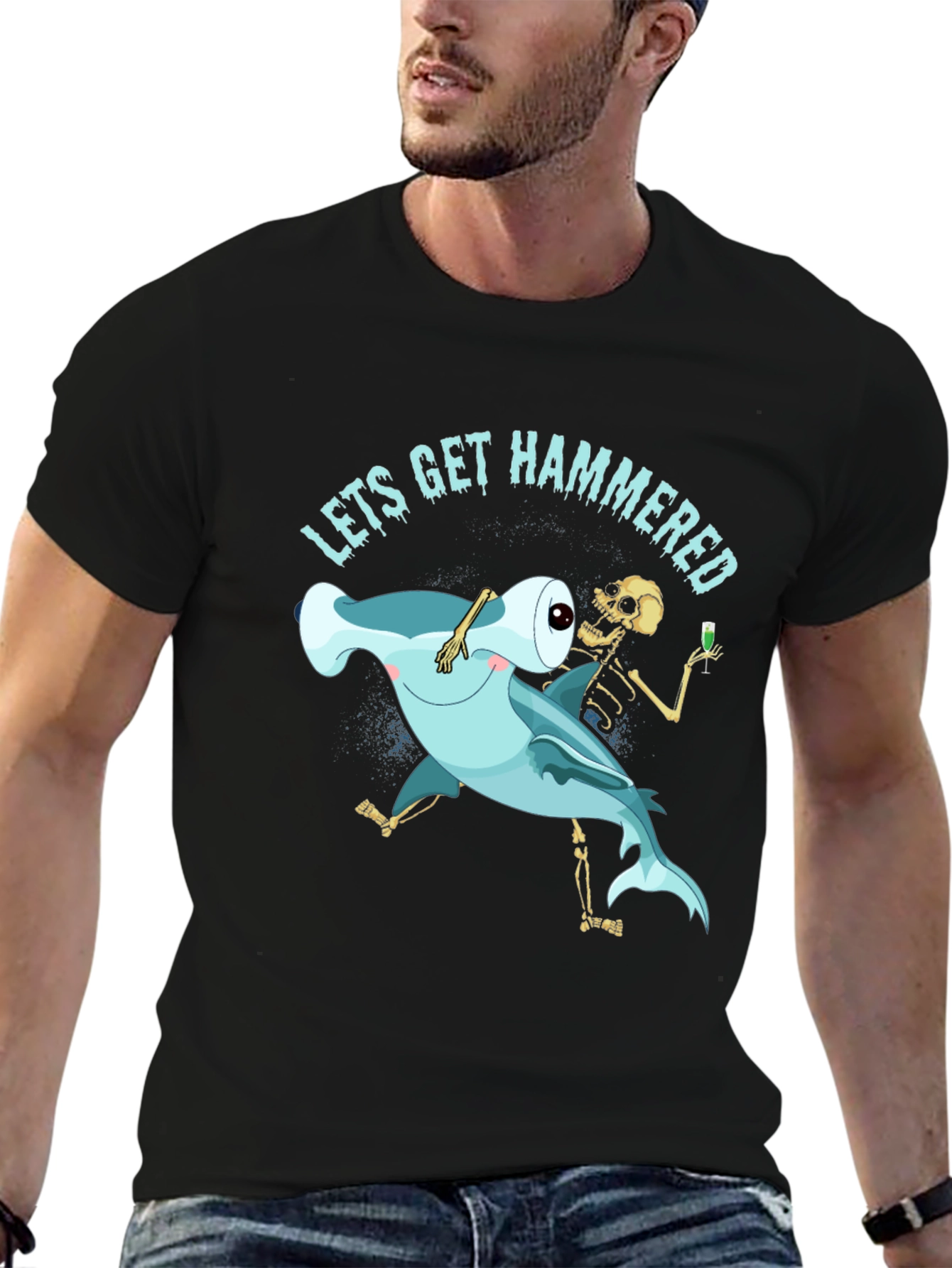 Black Lets Get Hammered Graphic Tee view 6