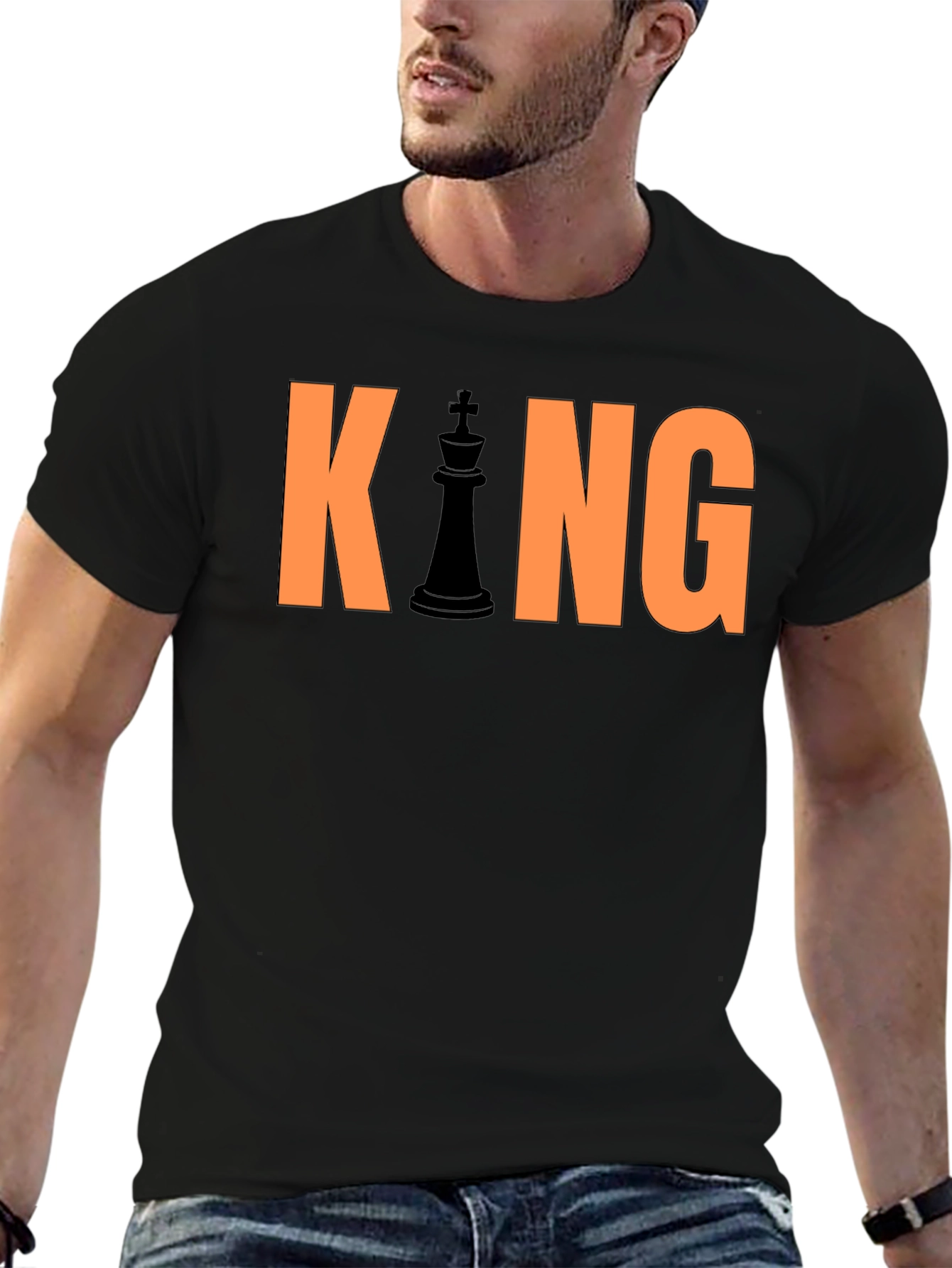 Black King Chess Piece Graphic T-Shirt - Black view 6