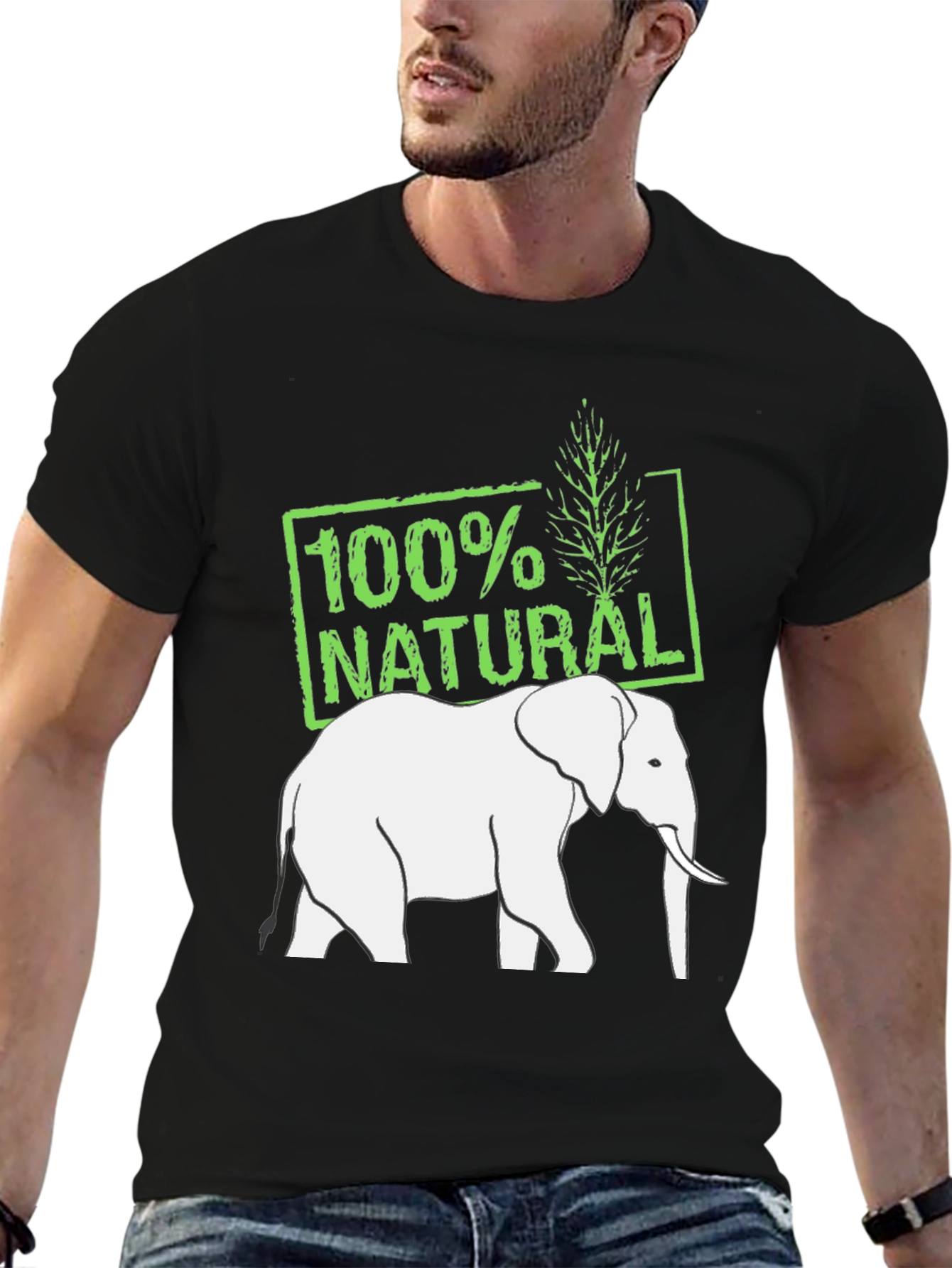 Black 100% Natural Elephant T-Shirt view 6
