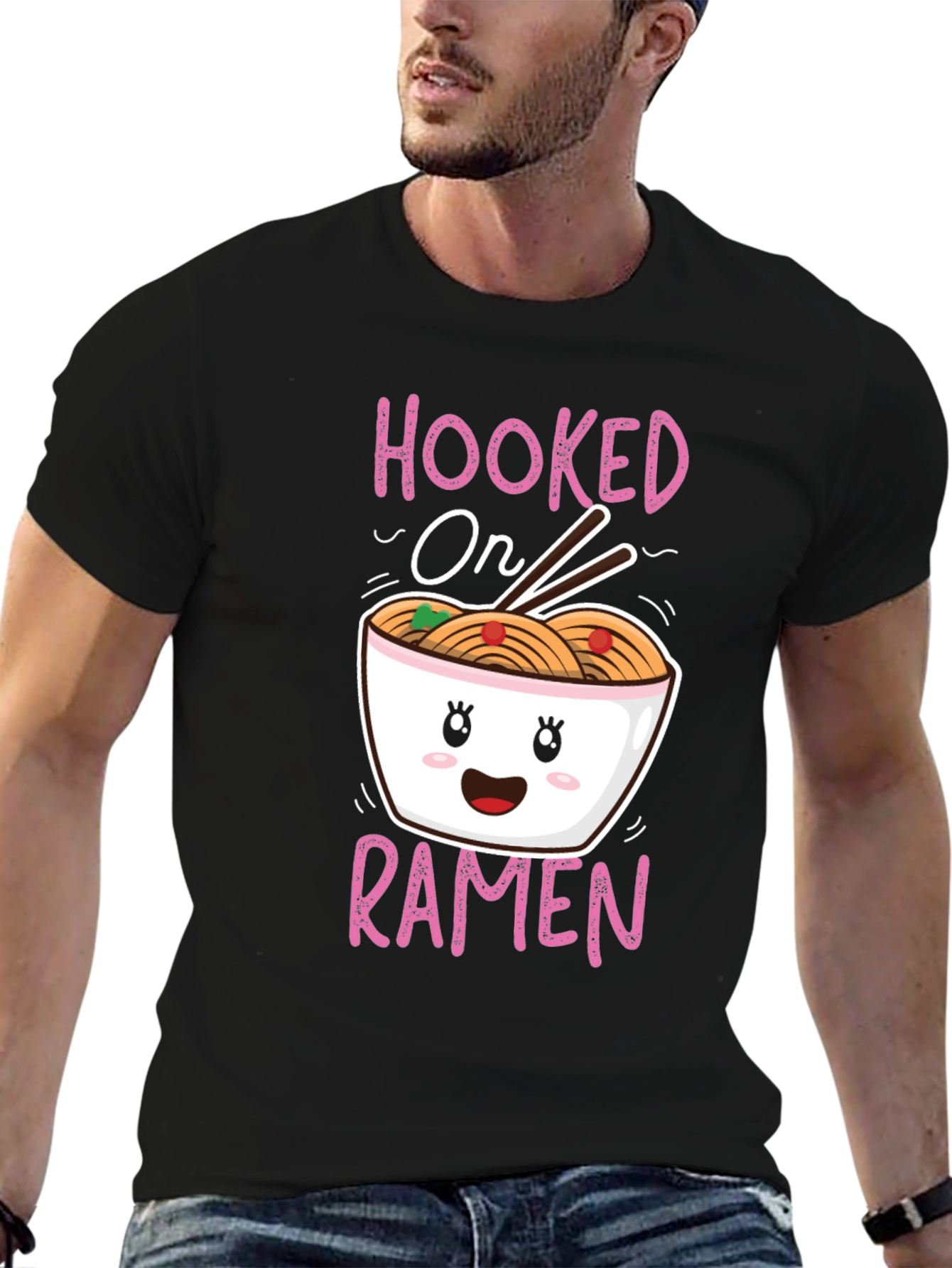 Black Hooked on Ramen Graphic T-Shirt - Cute Kawaii Style view 6